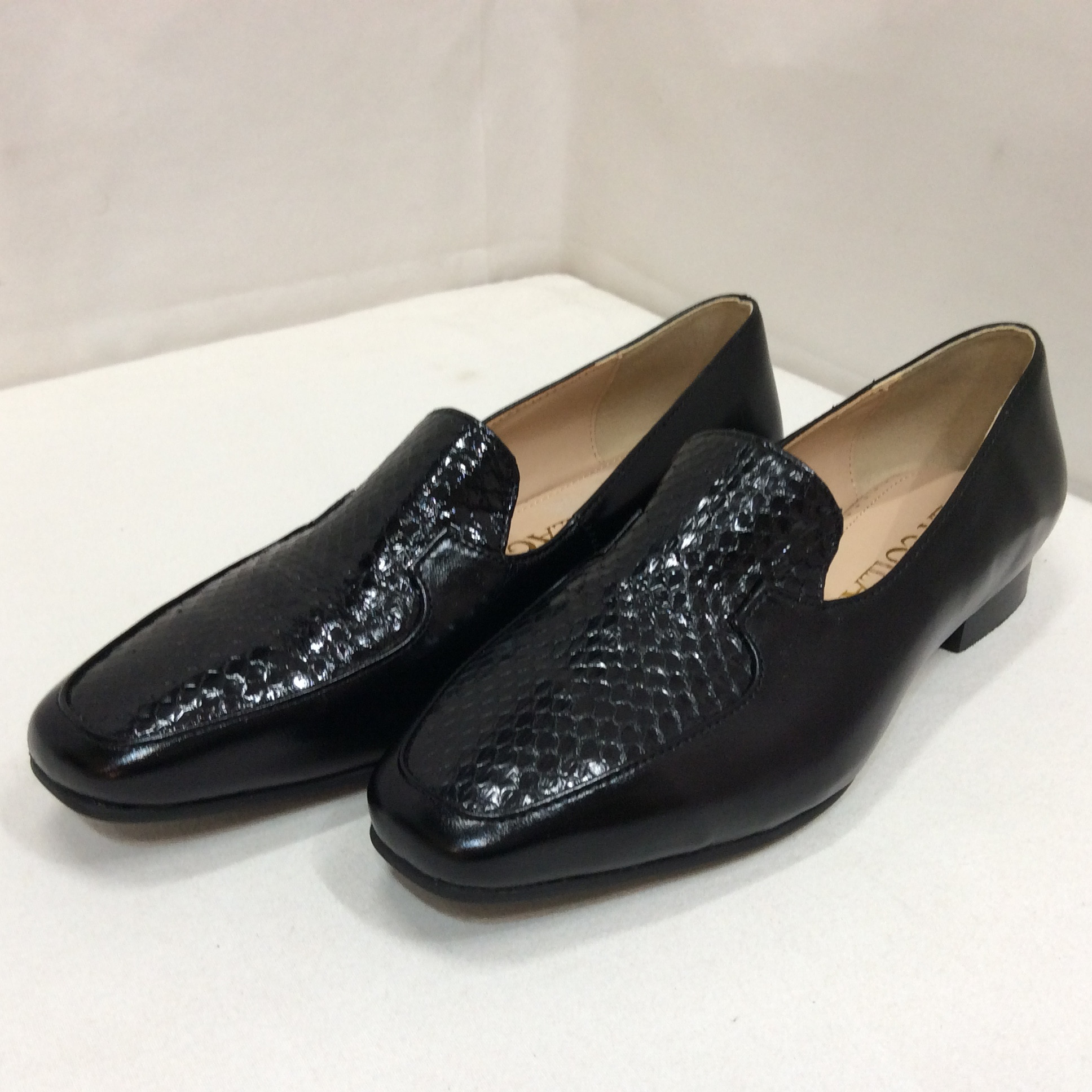 未使用 LA’COLAGE ラコラージュ 本革コンビローファー 24.0cm ブラック ※ 難あり