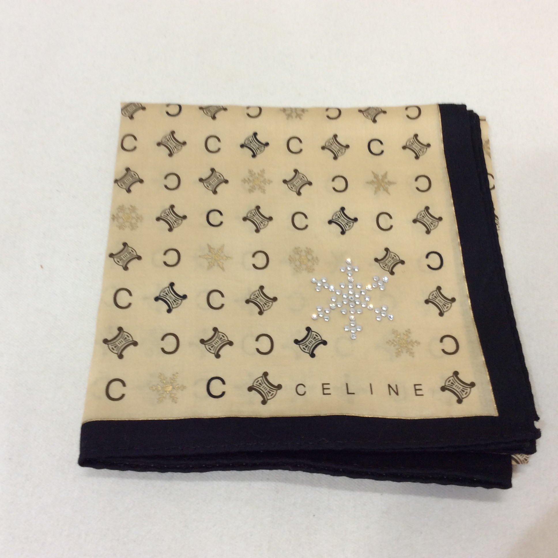 未使用☆CELINE セリーヌ 大判ハンカチ ラインストーン