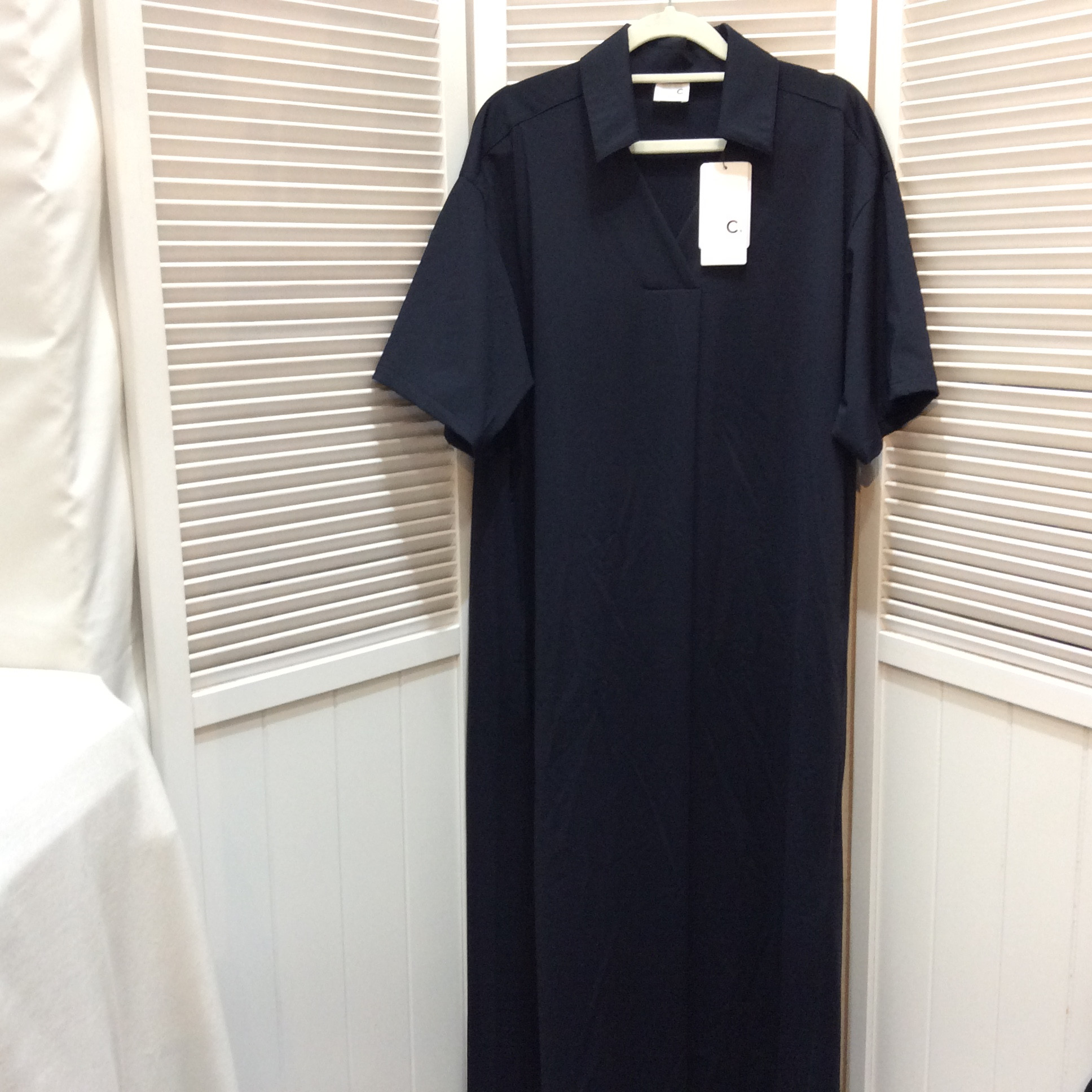 未使用 C＋ ロングワンピース  サイズ38   ネイビー 日本製