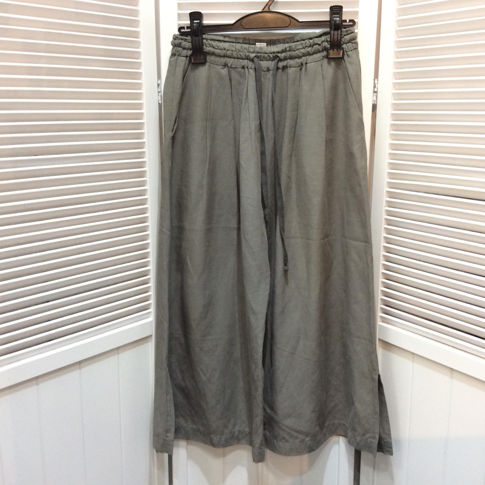 麻混ガウチョ  サイズ36   カーキ  日本製