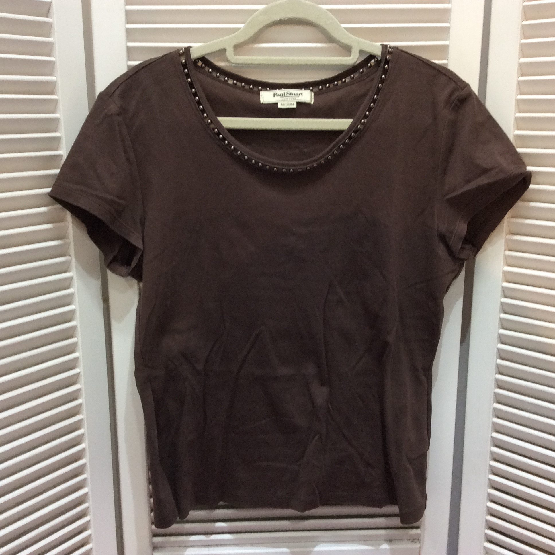 Paul Stuart ポールスチュアート フレンチ袖カットソー M こげ茶