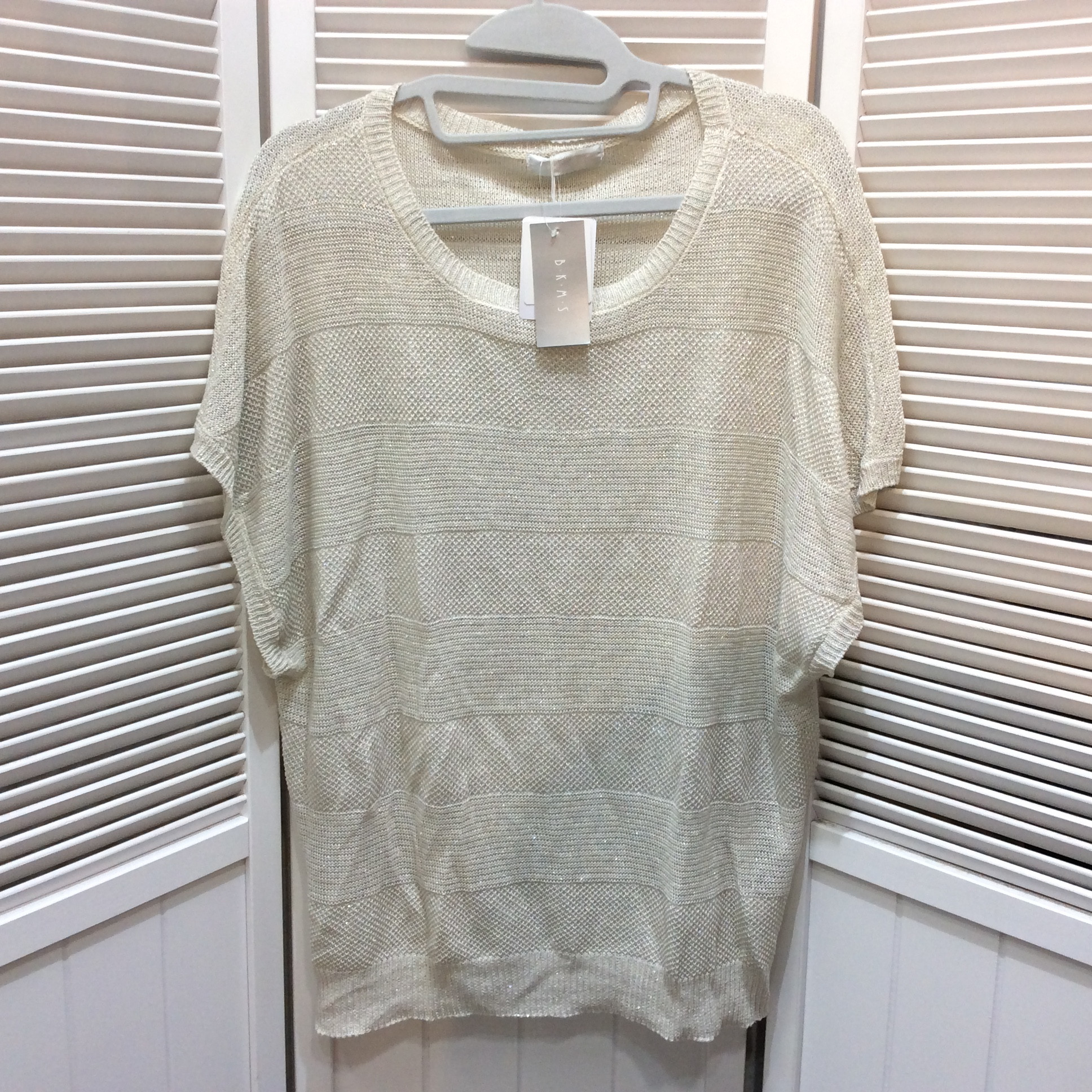 未使用☆B・K・M・S フレンチリネン ニット 5L ベージュ系ラメ