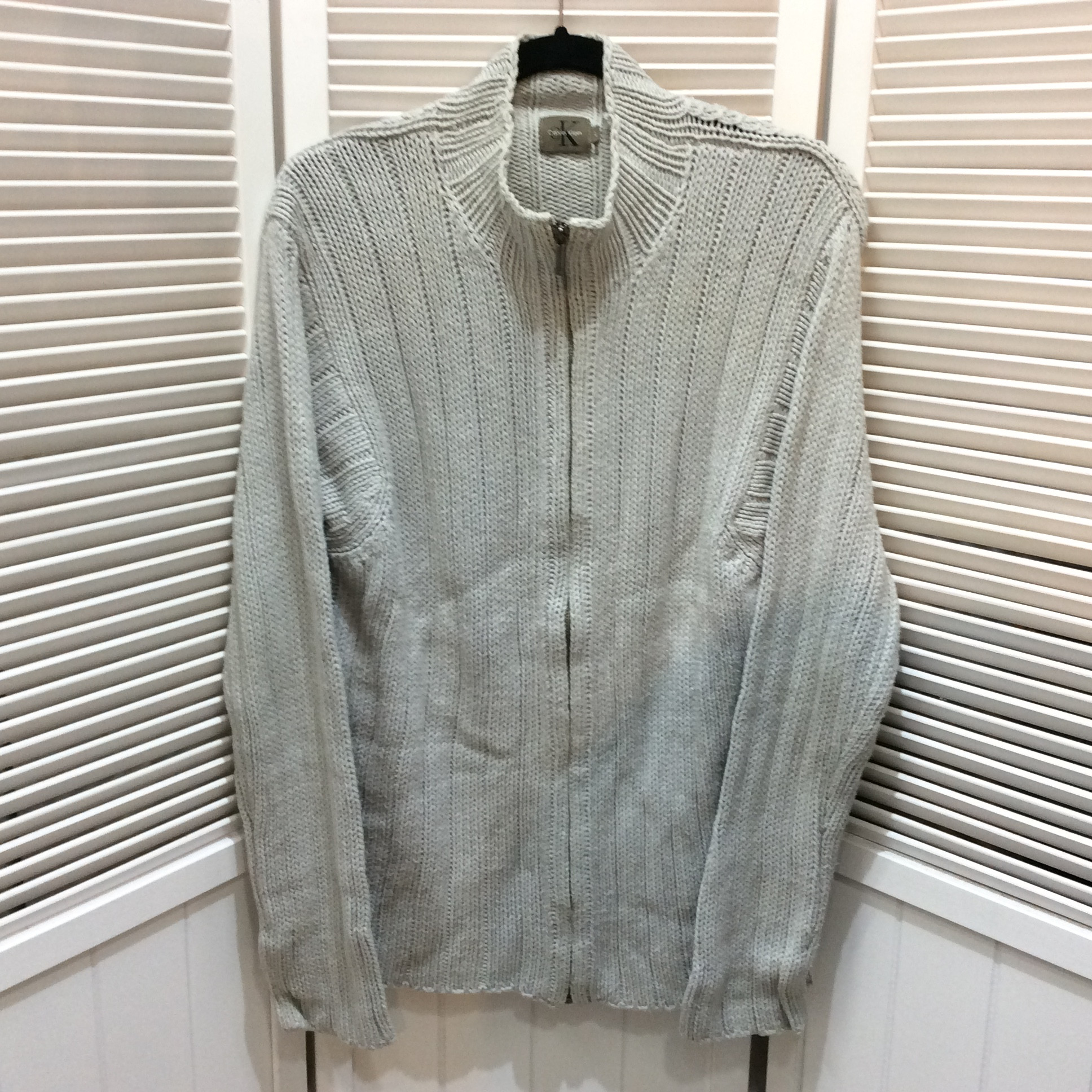 CK カルバンクライン メンズ 綿ジップアップ L. 水色
