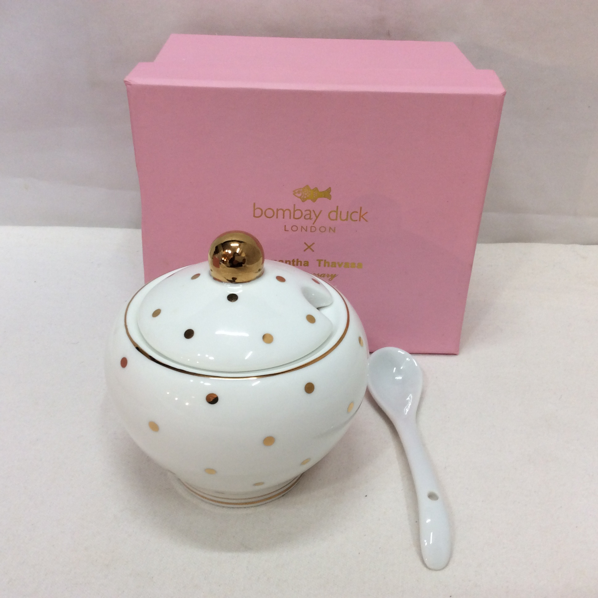 未使用☆bombay duck × Samanth Thavasa ボンベイダック サマンサタバサ ジュガーボウル Sugar Bowl Gold Spots 箱付き