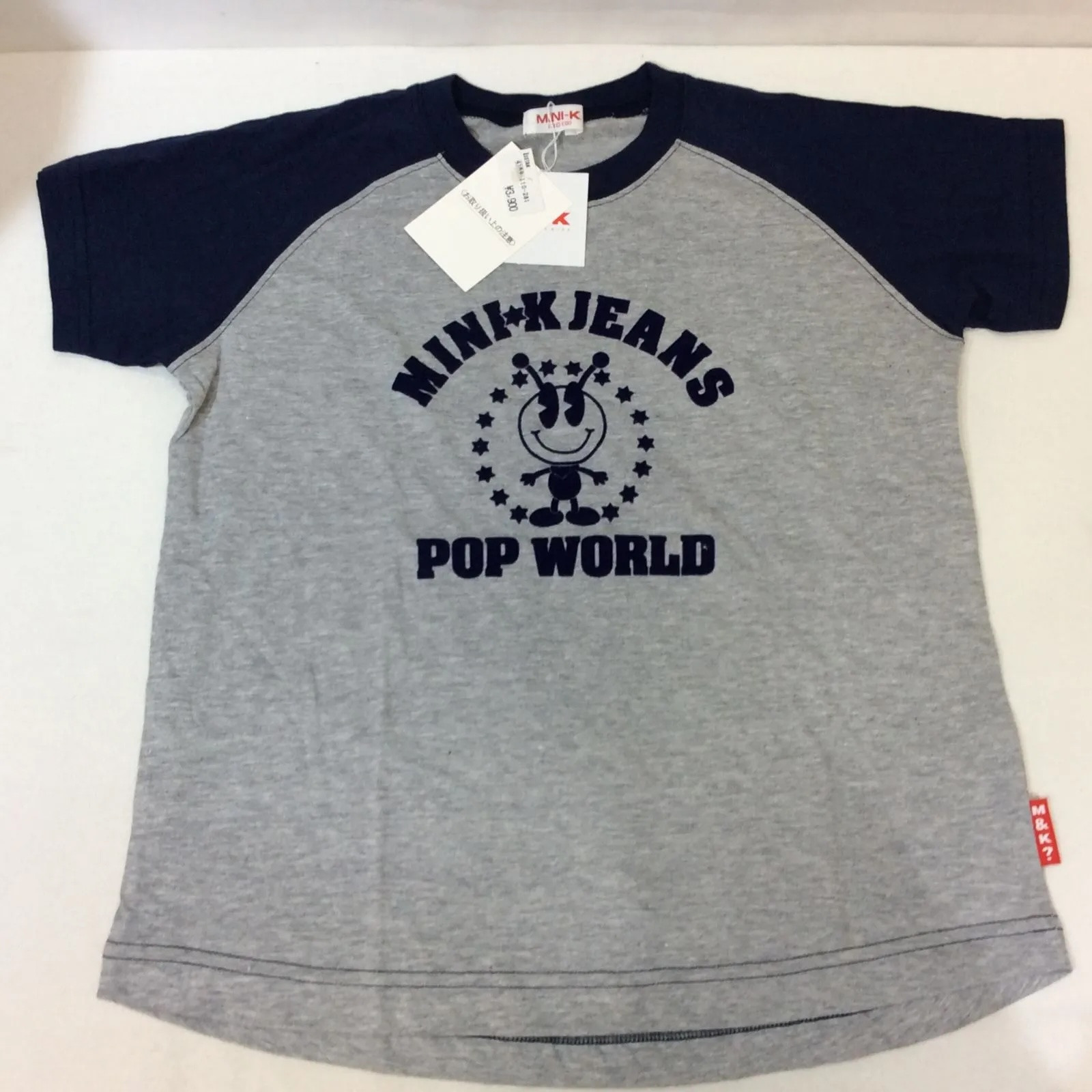 新品未使用☆MINI-K Tシャツ 130cm グレー×ネイビー キッズ 男の子 ミニK