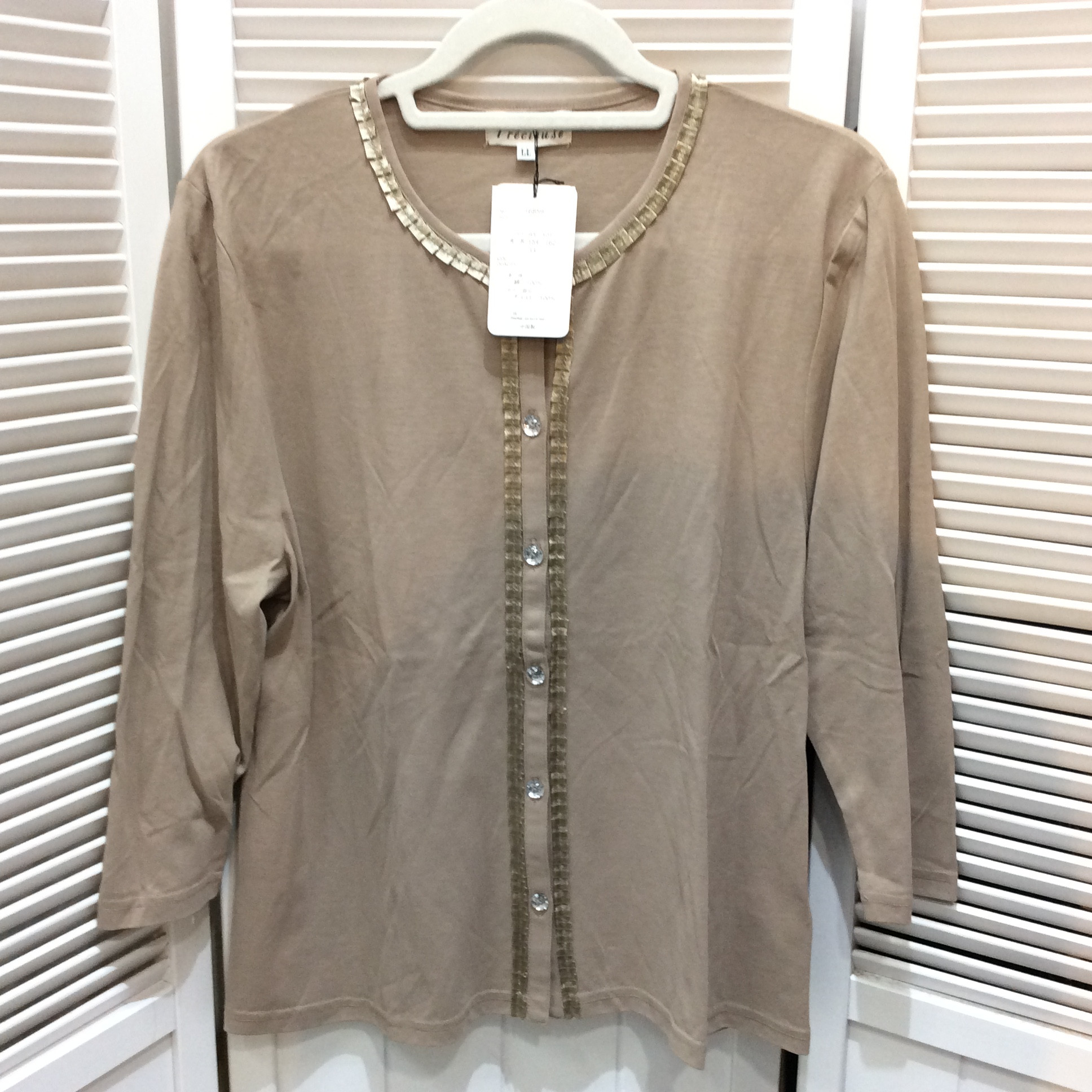 新品☆三越伊勢丹 Precieuse プレシャス レディース カーディガン LL ベージュ系