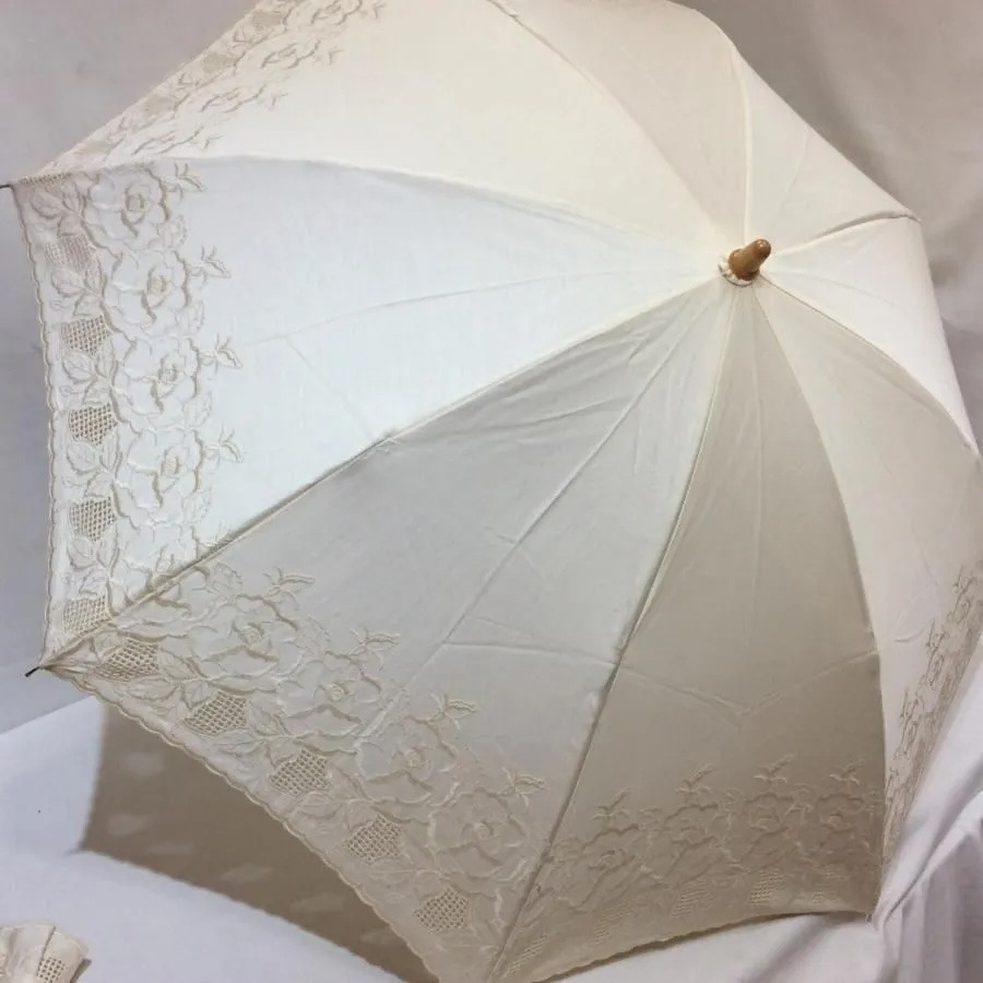 新品☆百貨店商材 折りたたみ日傘 アイボリー系 日本製