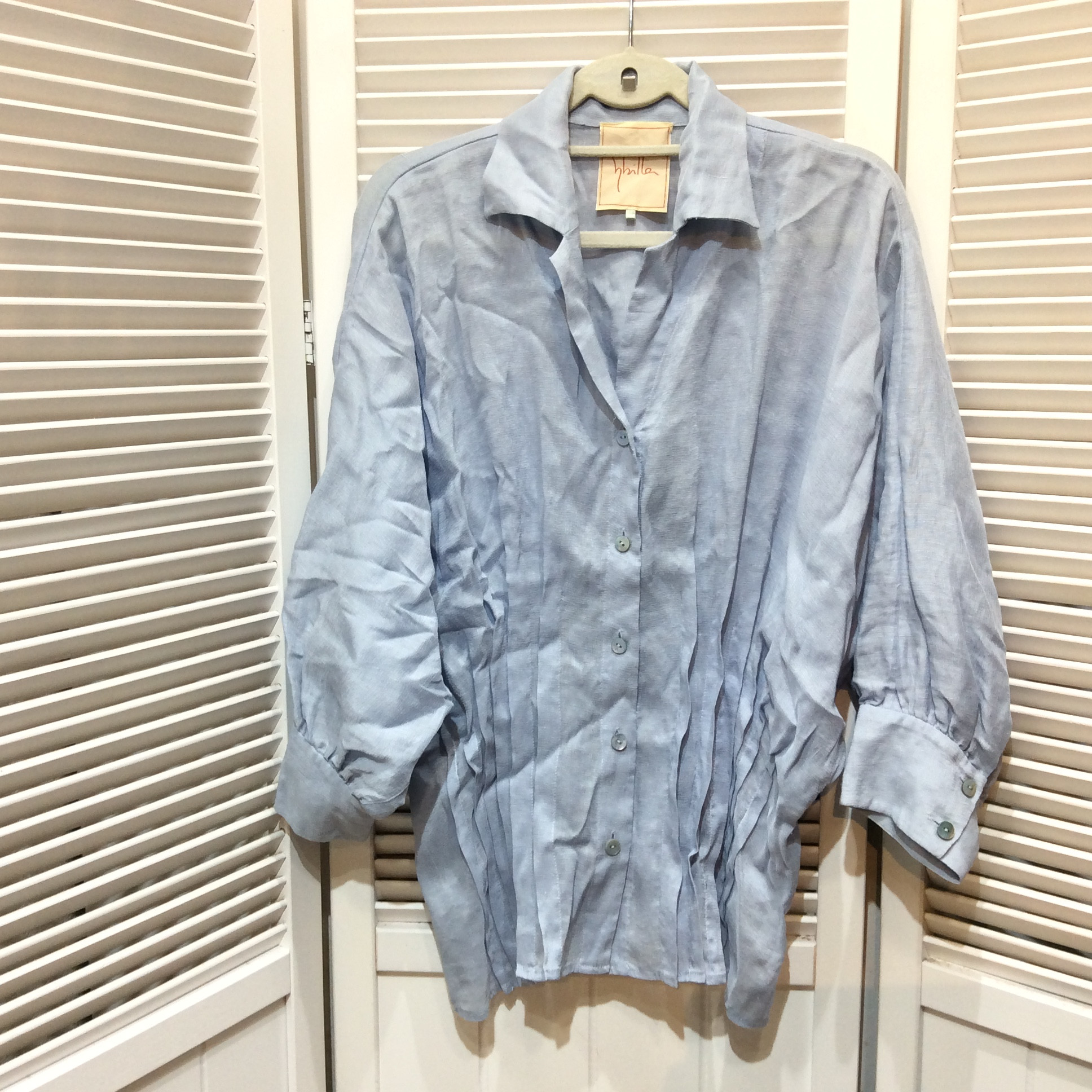 シビラ 麻×シルク ブラウス  Mサイズ  水色