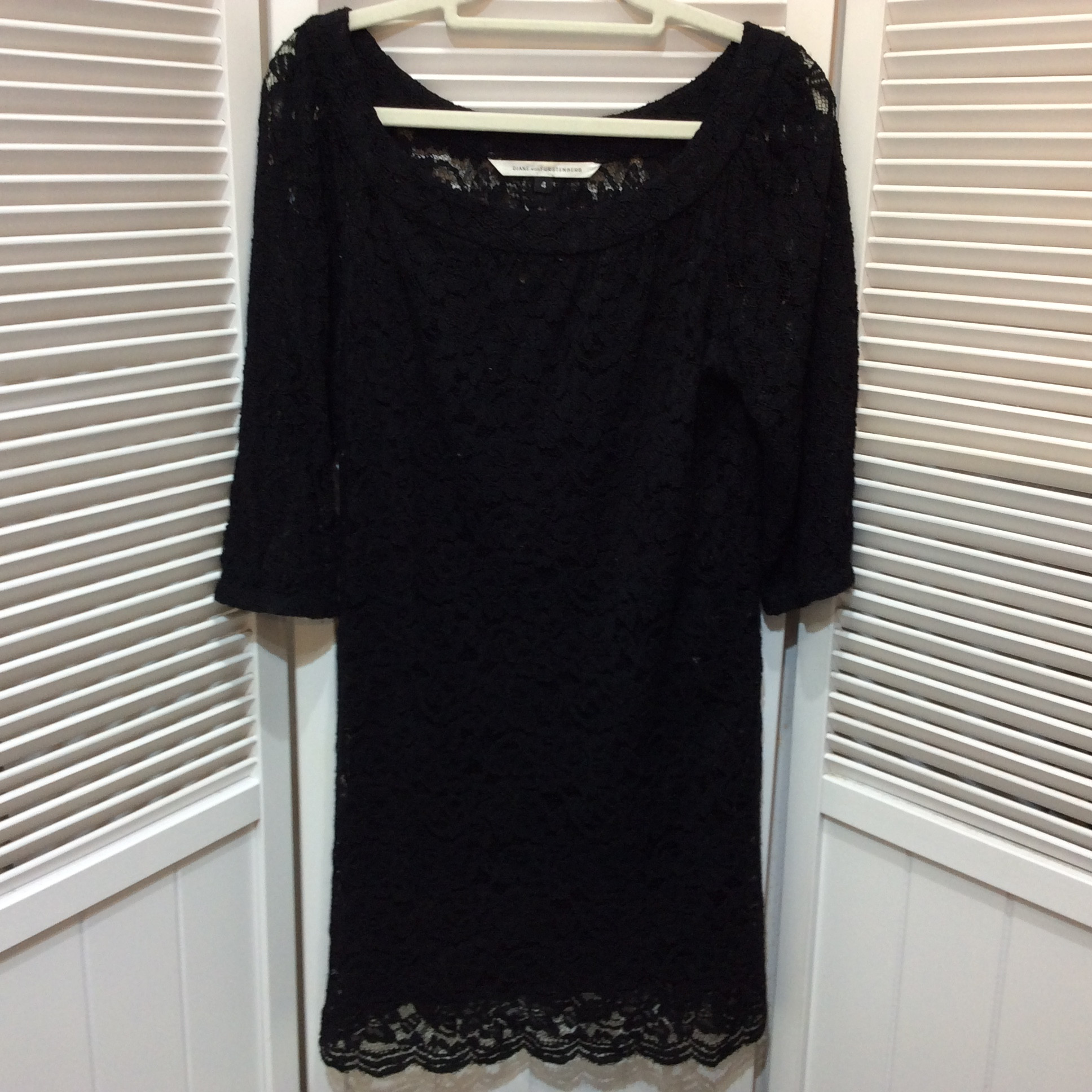 DIANE von FURSTENBERG ダイアンフォンファステンバーグ インナー付きワンピース 4 ブラックレース