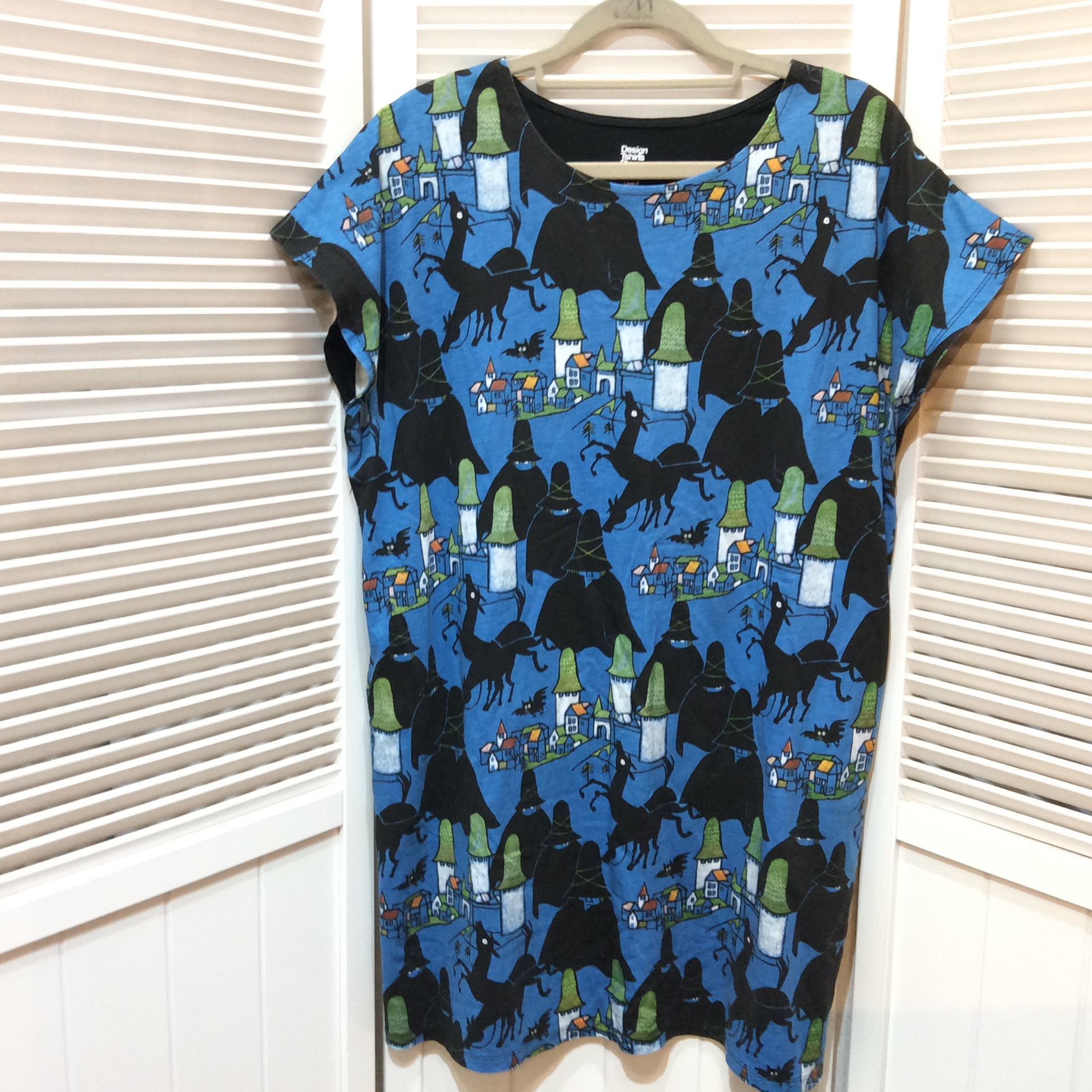 グラニフ チュニックTシャツ  フリーサイズ   ブラック／プリント柄