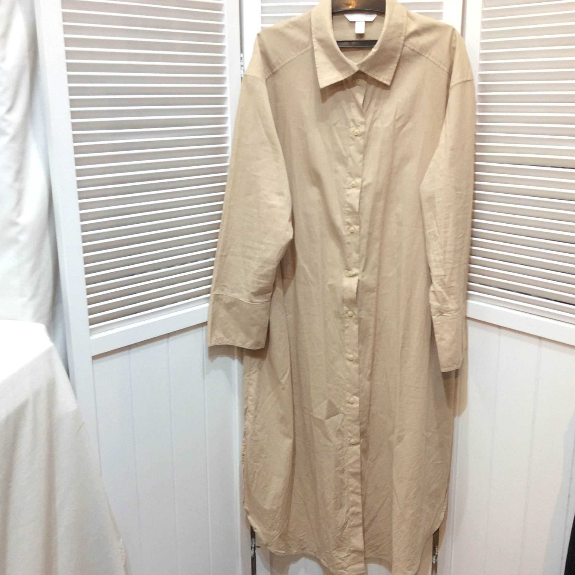 H&M コットン シャツチュニックワンピース Mサイズ  ベージュ