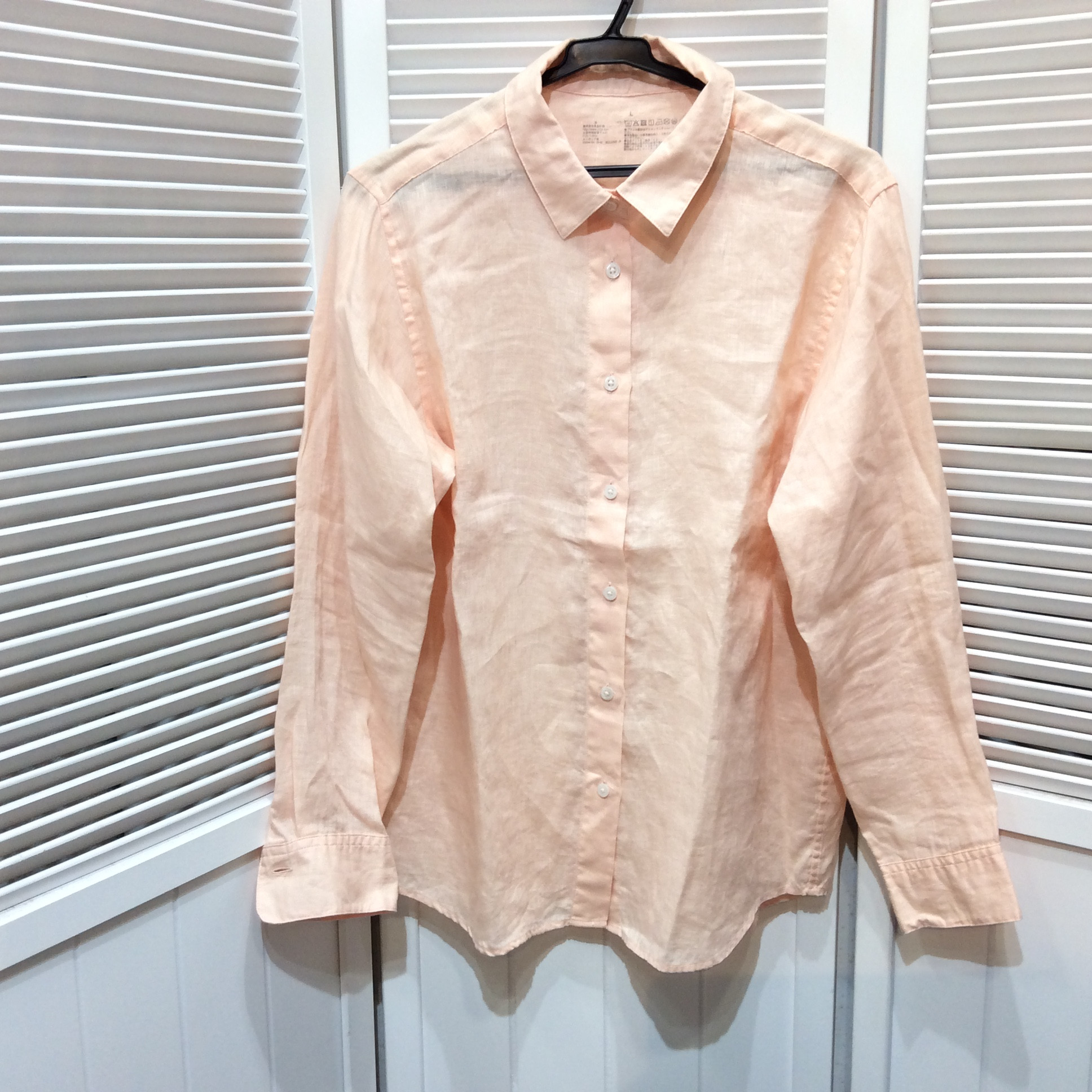 無印良品 麻ブラウス  Lサイズ  オレンジ  美品