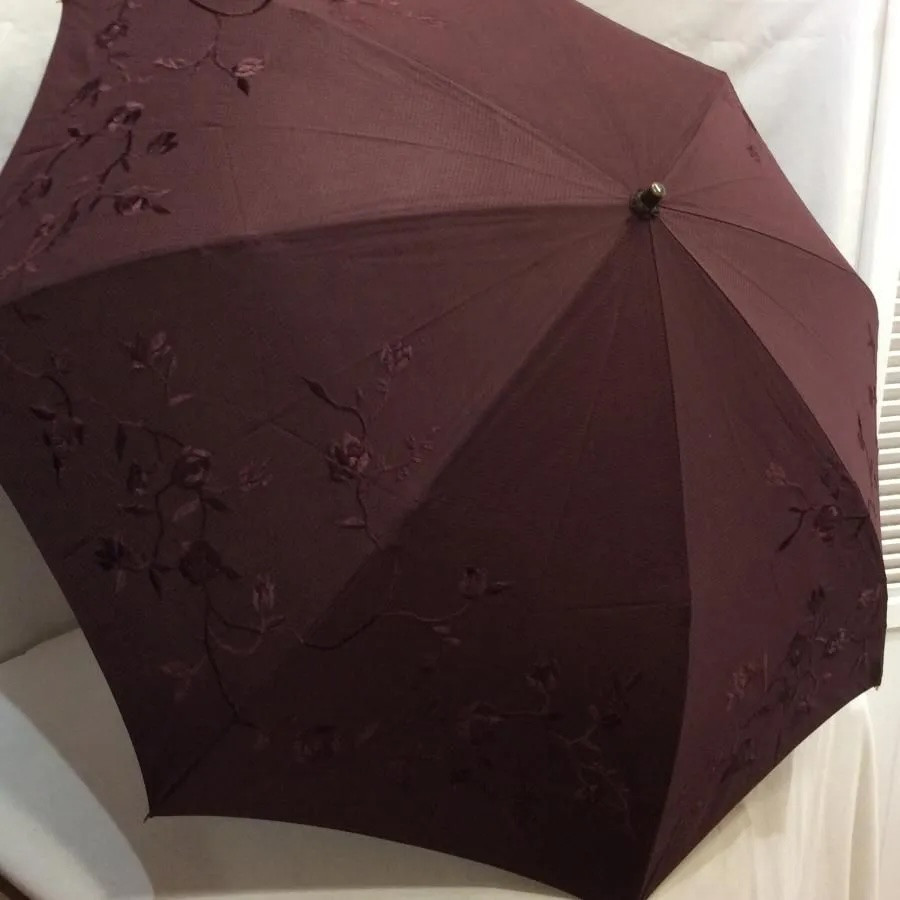 新品☆折りたたみ日傘 百貨店商材 パープル系 花柄刺しゅう