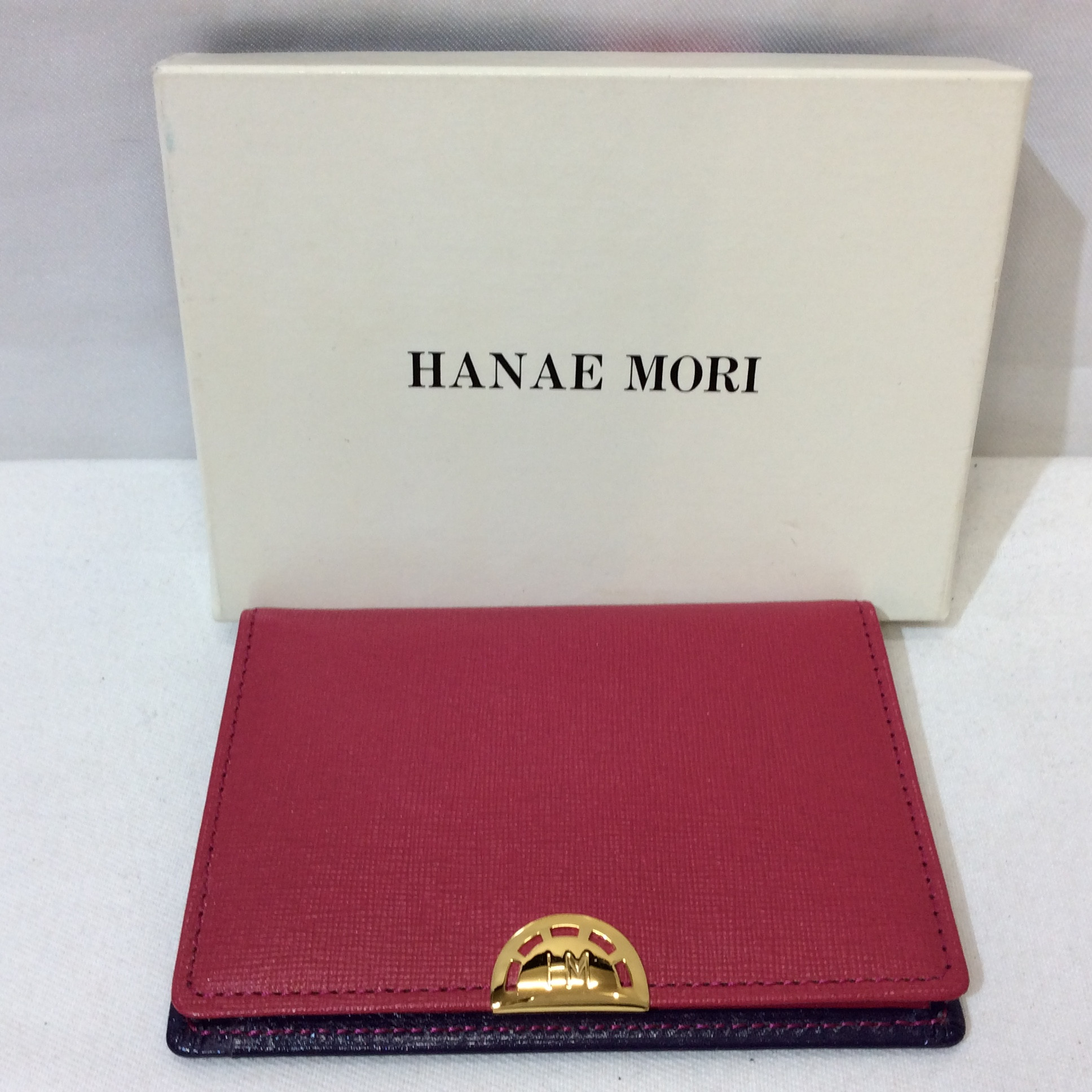 HANAE MORI ハナエモリ パスケース ピンク系×パープル系 箱付き