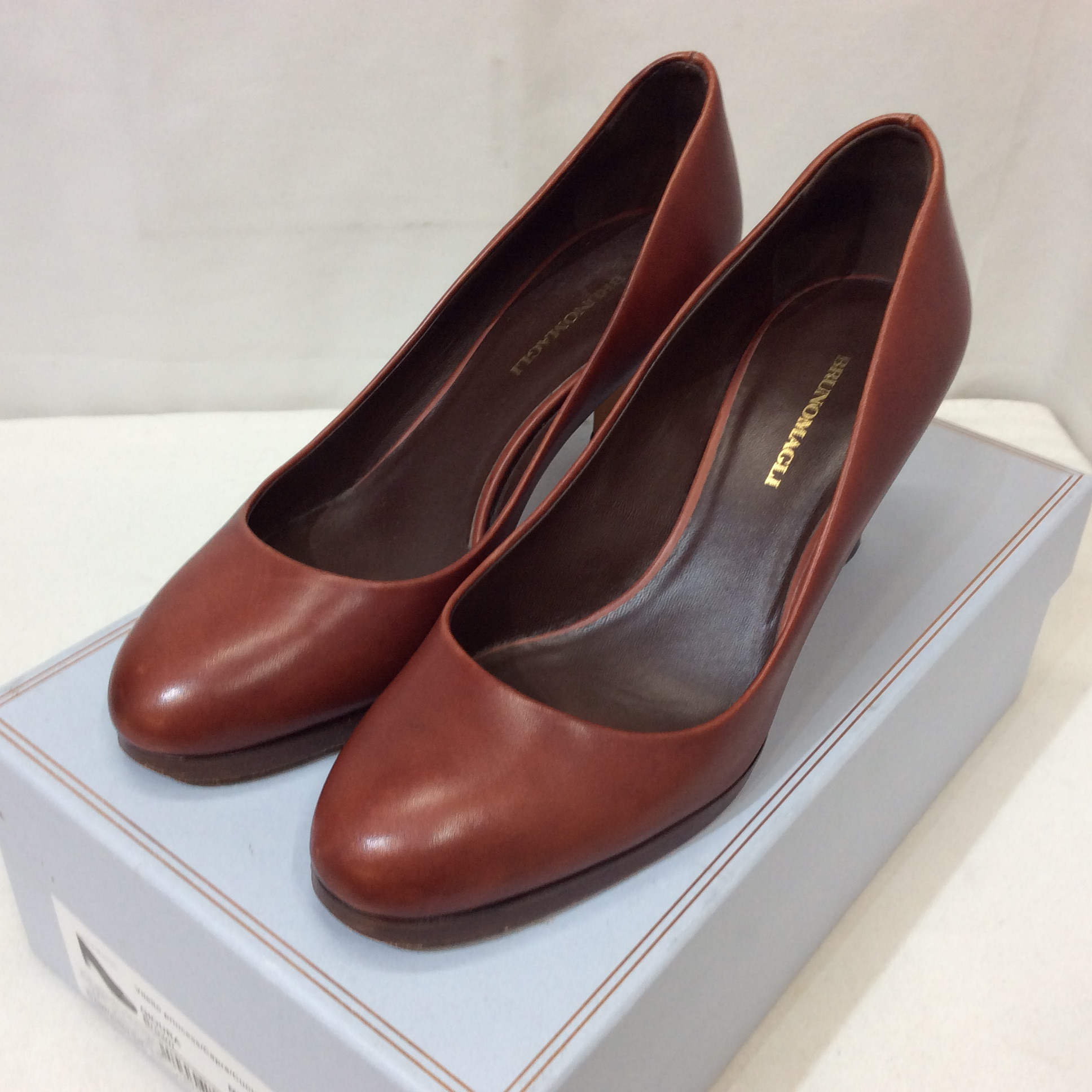 BRUNOMAGLI ブルーノマリ レザーパンプス 37 茶 ブラウン 箱付き