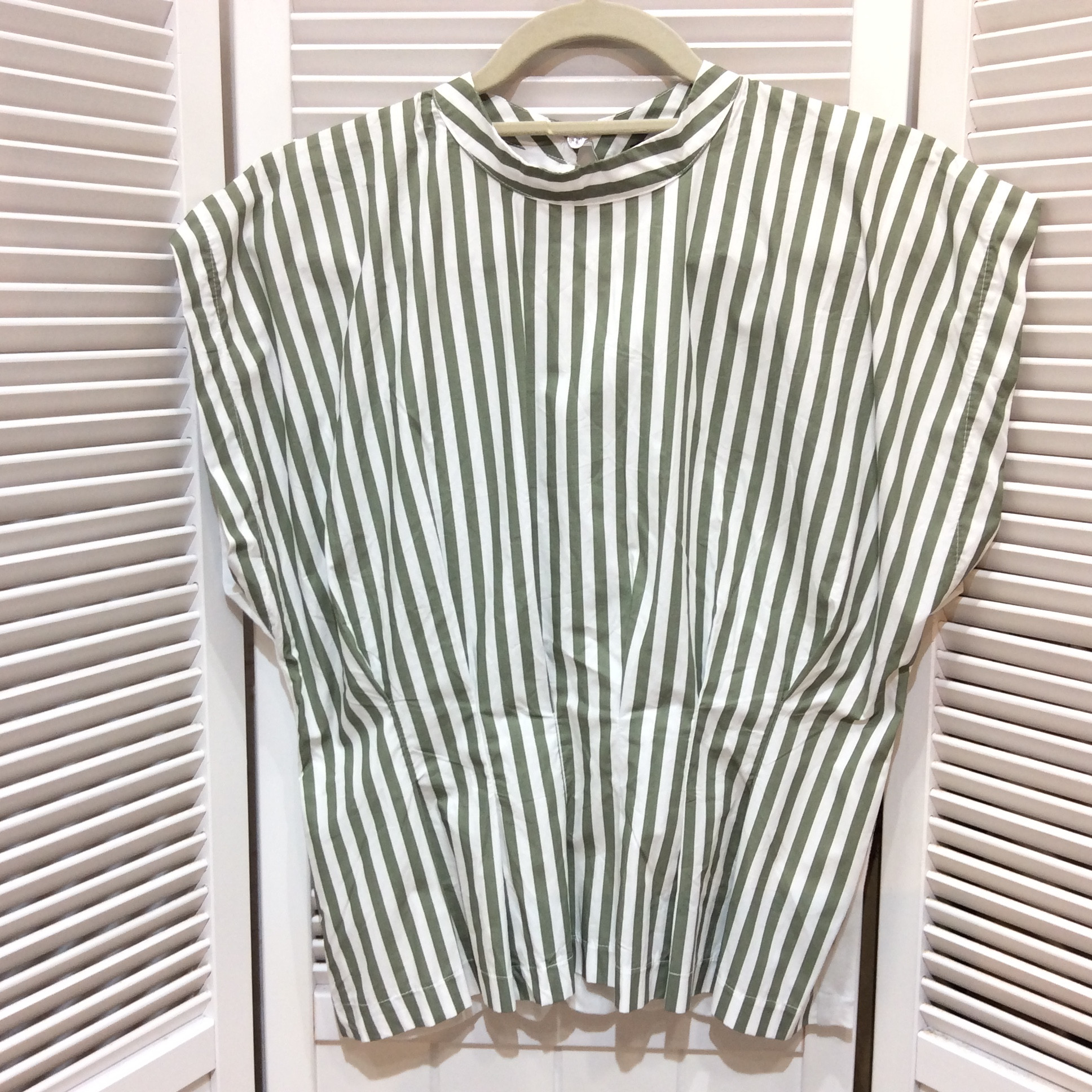 ZARA ブラウス  Lサイズ  カーキ／ストライプ