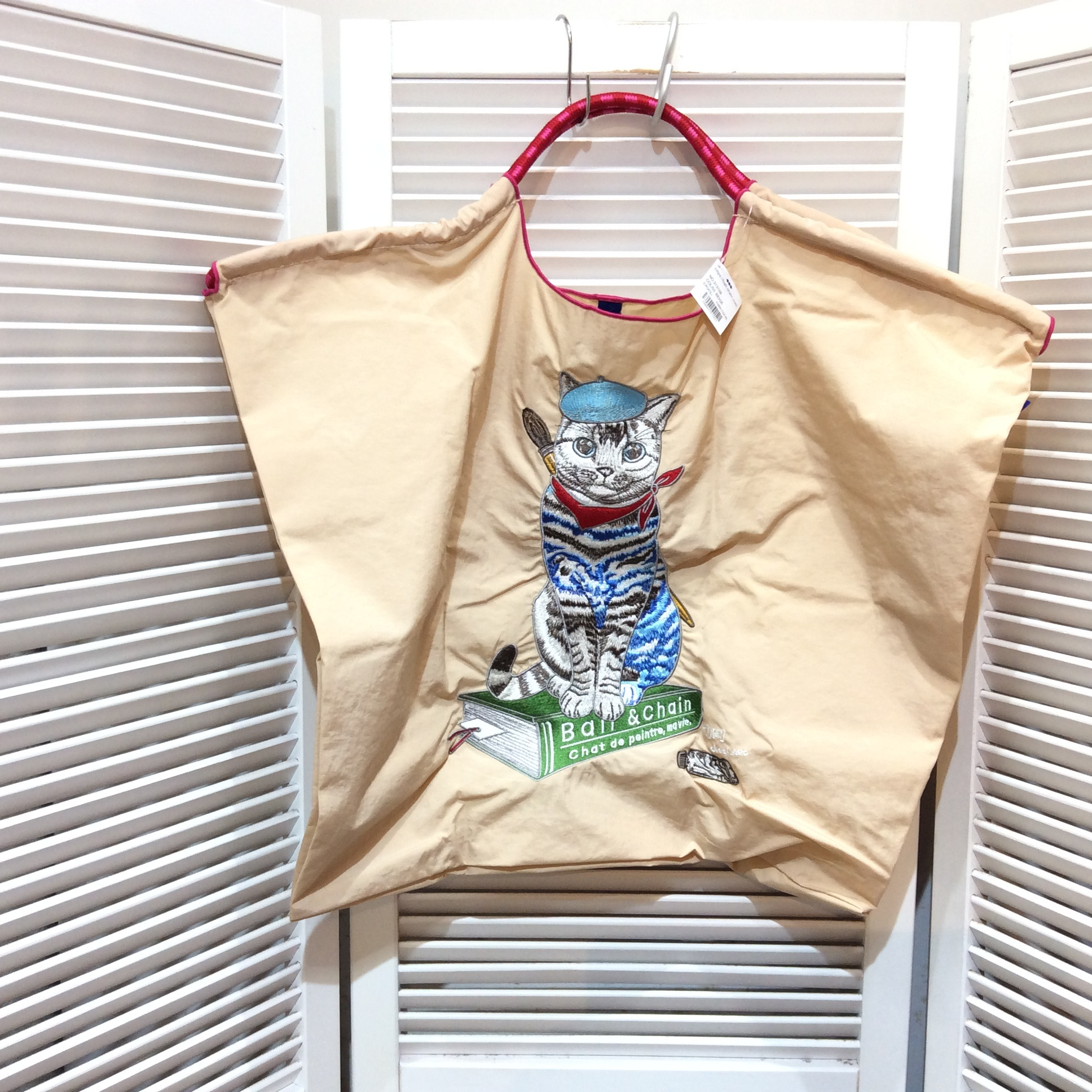 新品 Ball＆Chain ボールアンドチェーン エコバッグ Lサイズ  猫 刺繍