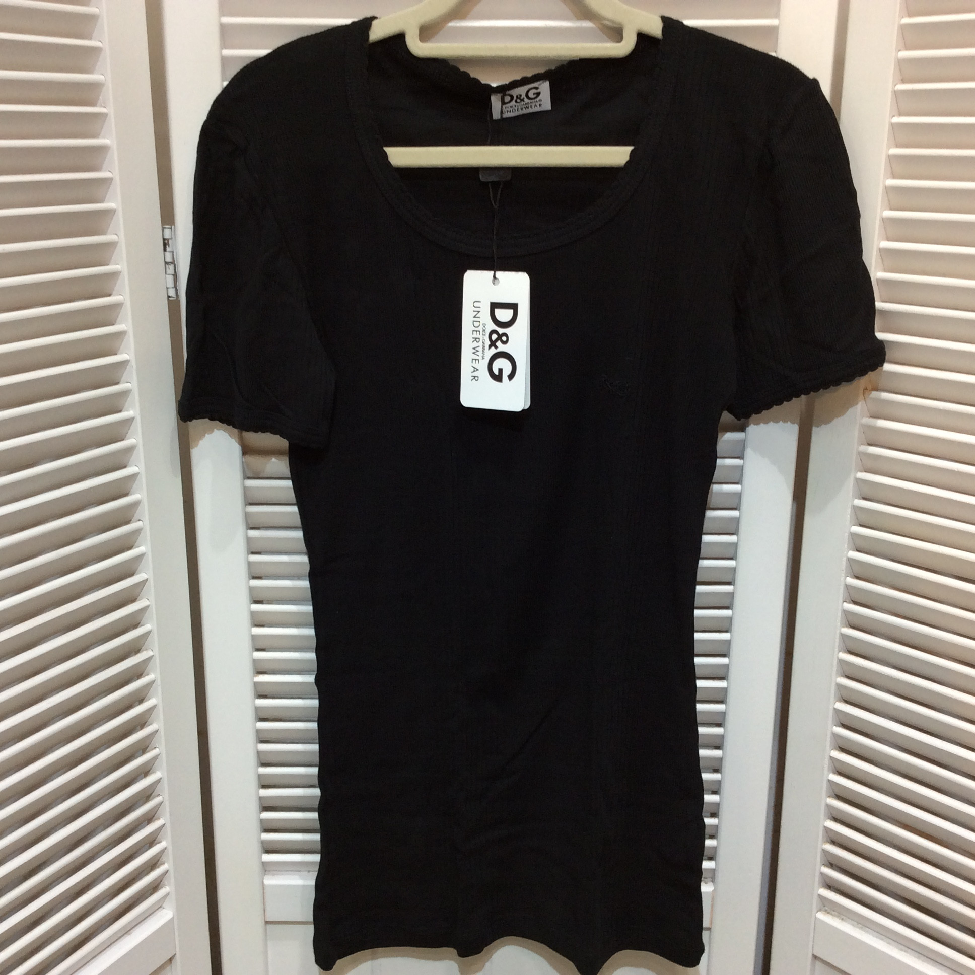 未使用☆D&G DOLCE&GABBANA アンダーウェアTシャツ ブラック シミあり