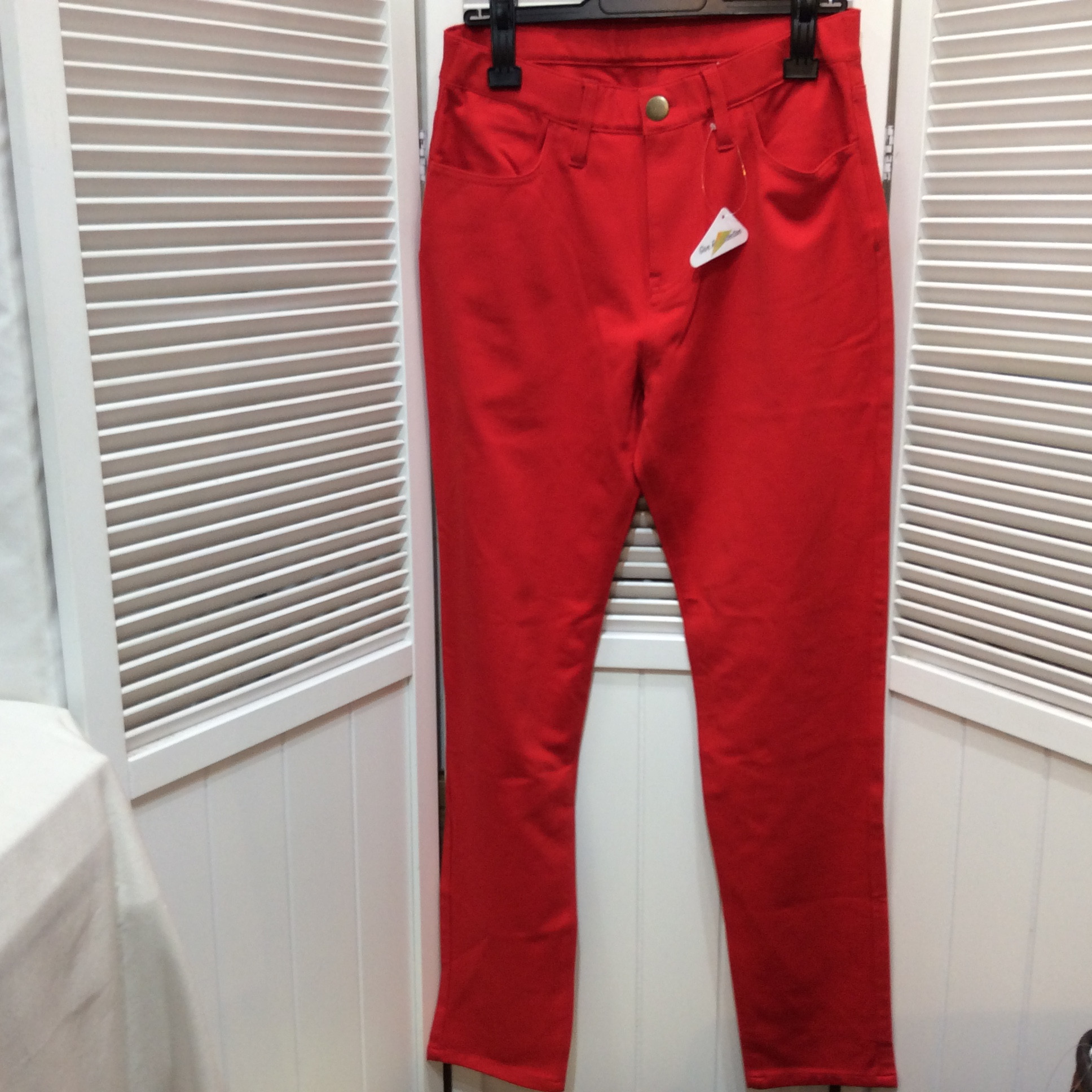 未使用 QVC Give Re Collection  ストレッチパンツ Lサイズ 赤