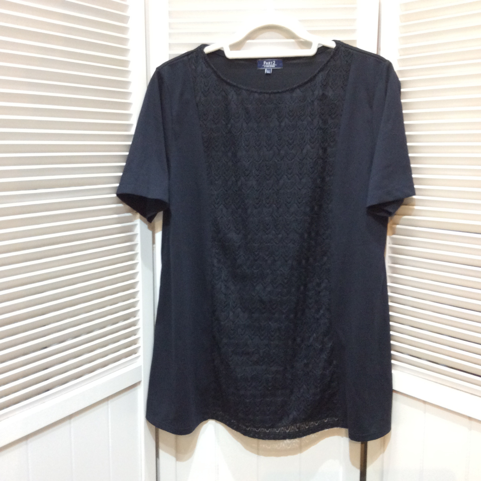 ジュンコシマダ PART2. カットソー LLサイズ  ネイビー／レース