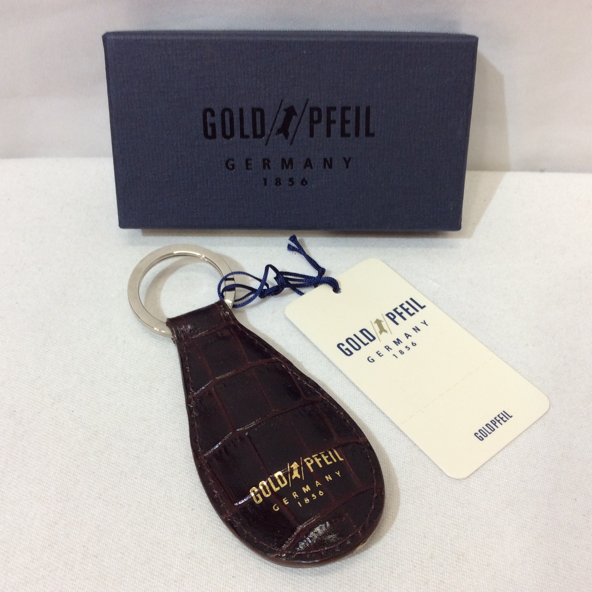 未使用☆GOLD PFEIL ゴールドファイル レザー キーリング 靴べら バーガンディー
