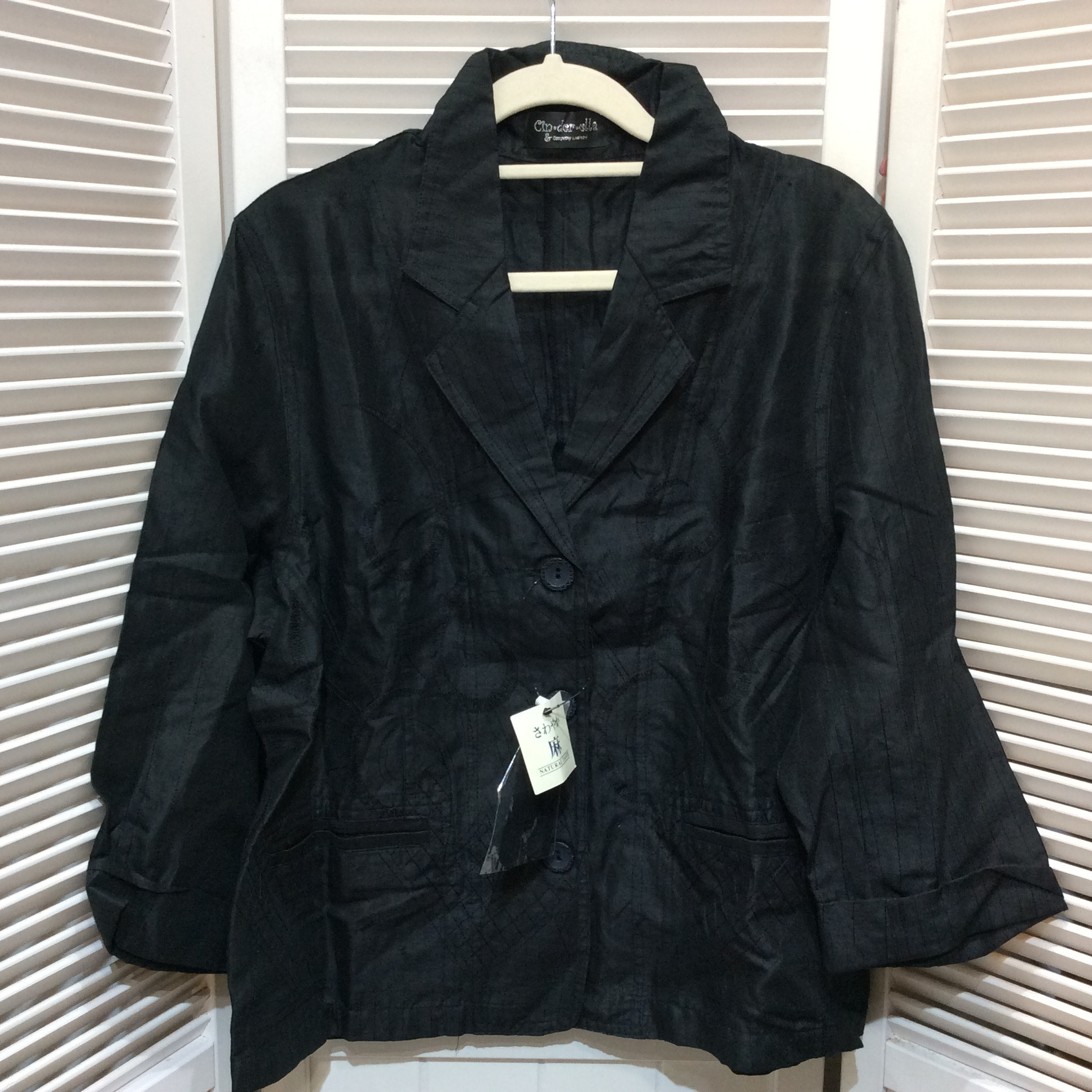 未使用☆麻ジャケット ブラック