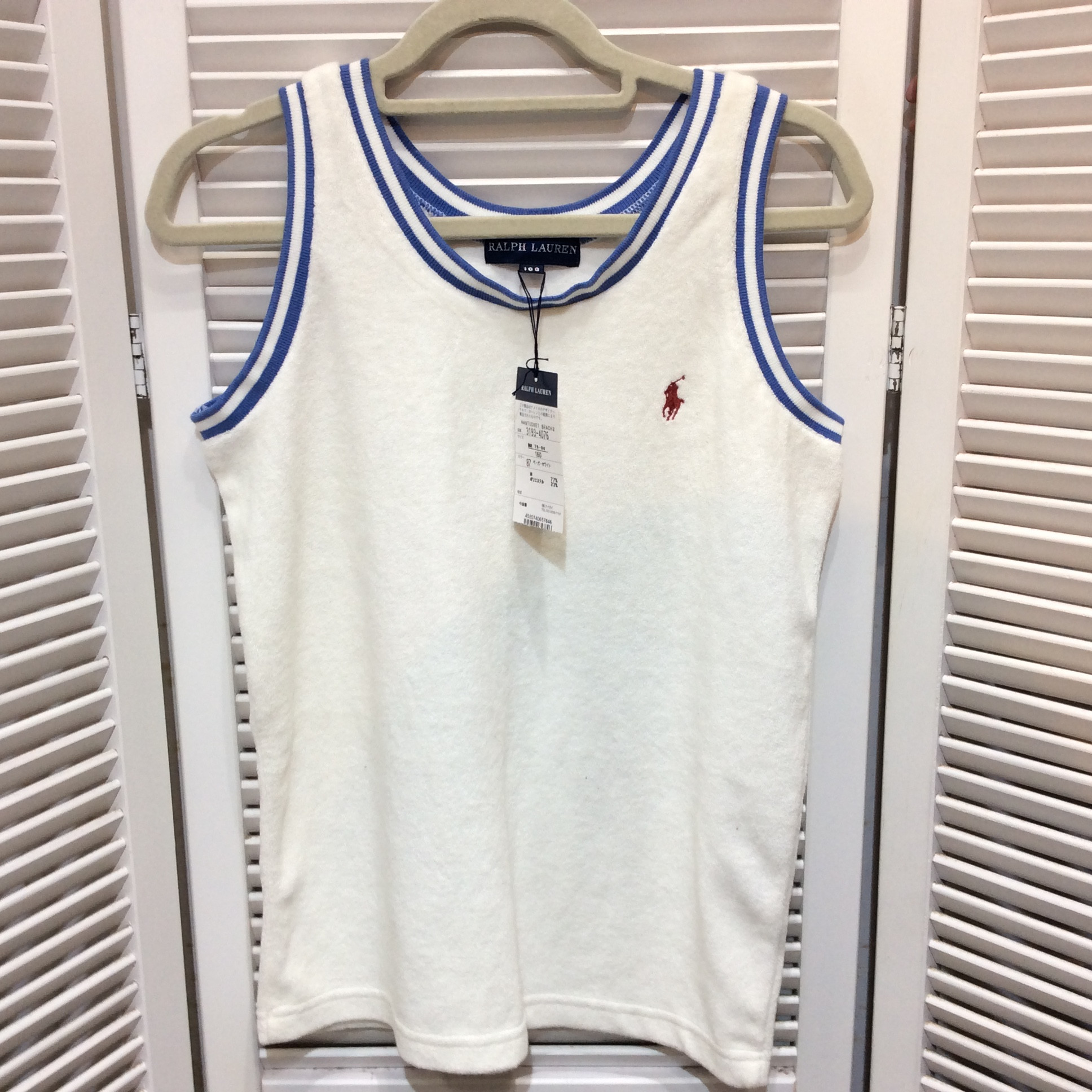 未使用☆RALPH LAUREN ラルフローレン パイル地 タンクトップ 160 ホワイト