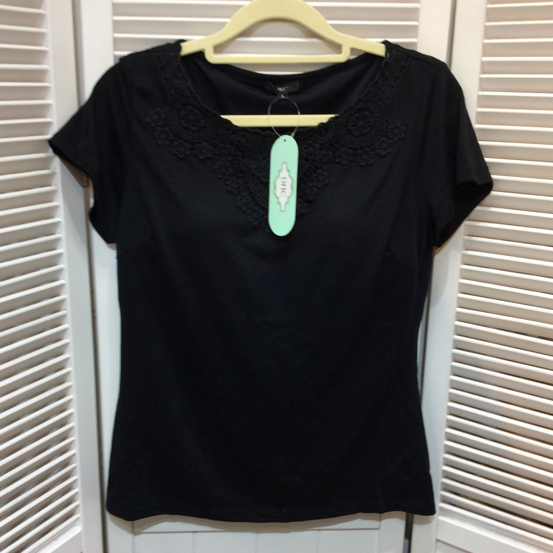 未使用☆DHC あげるブラトップ3D レース付きＴシャツ L ブラック