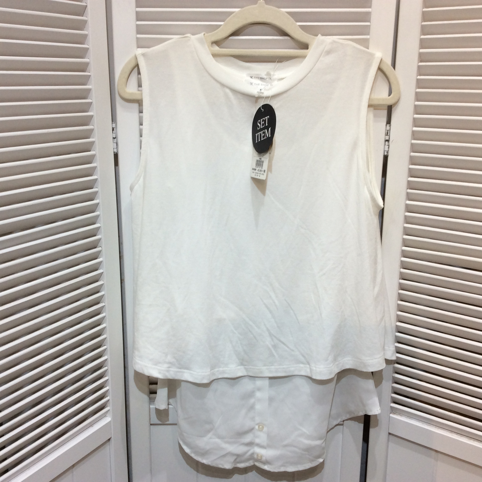 未使用☆THE SHOP TK セットアイテム ノースリーブプルオーバー F ホワイト 重ね着 アンサンブル タケオキクチ