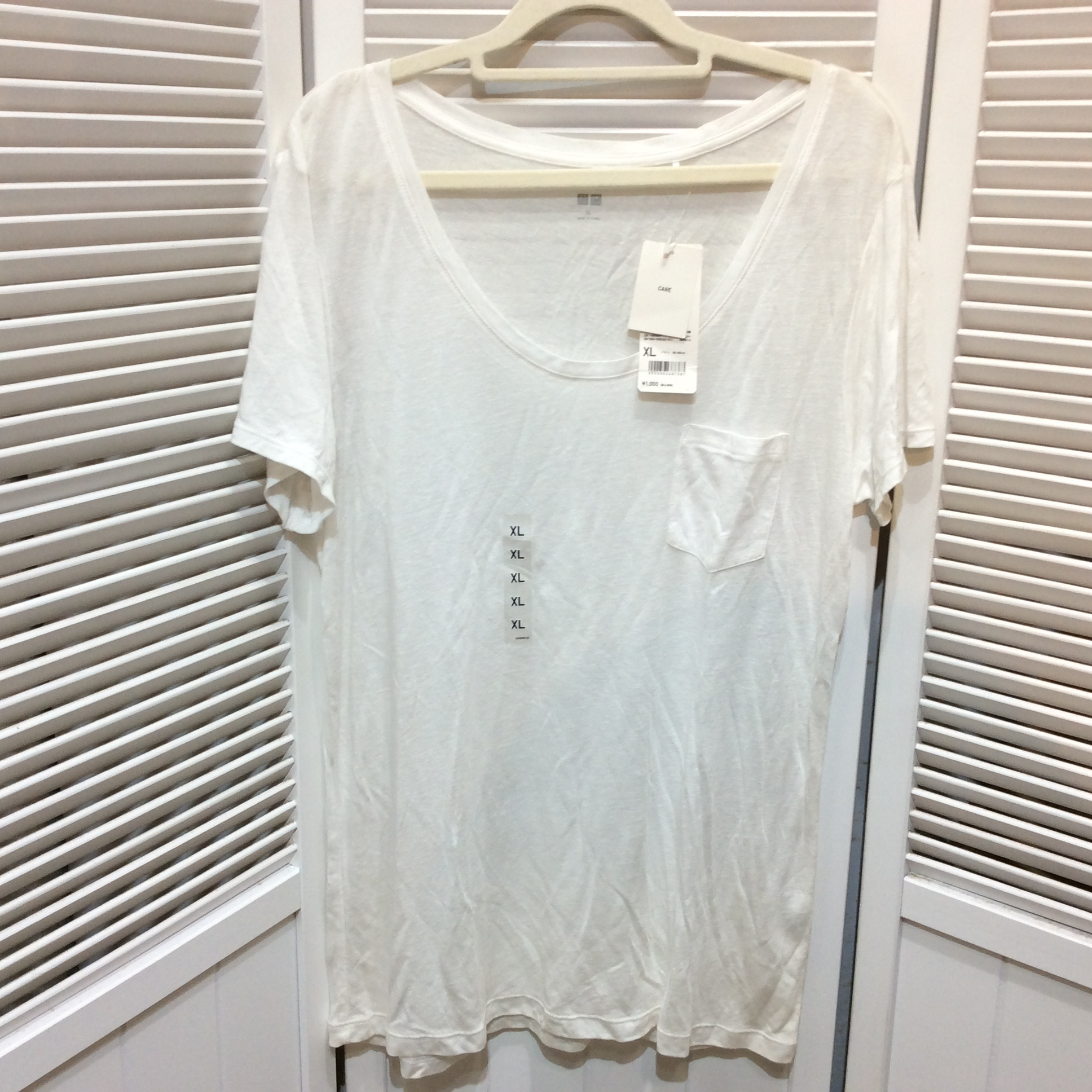未使用☆ユニクロ レディースモダールリネンＴシャツ XL ホワイト