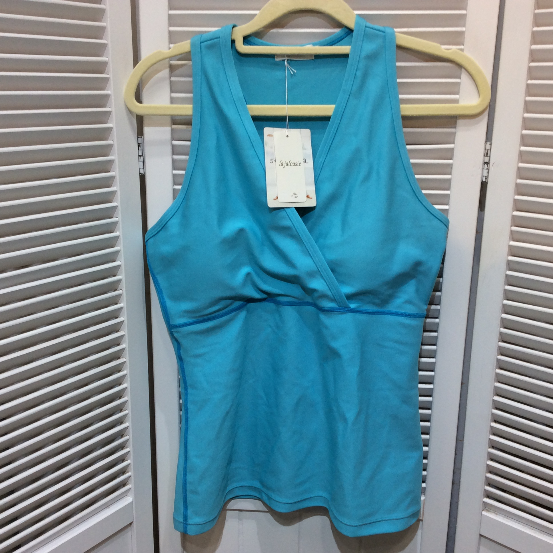 未使用☆TORAY 東レ sala kara for work out サラカラ カップ付きノースリーブ 3 ターコイズ ブルー