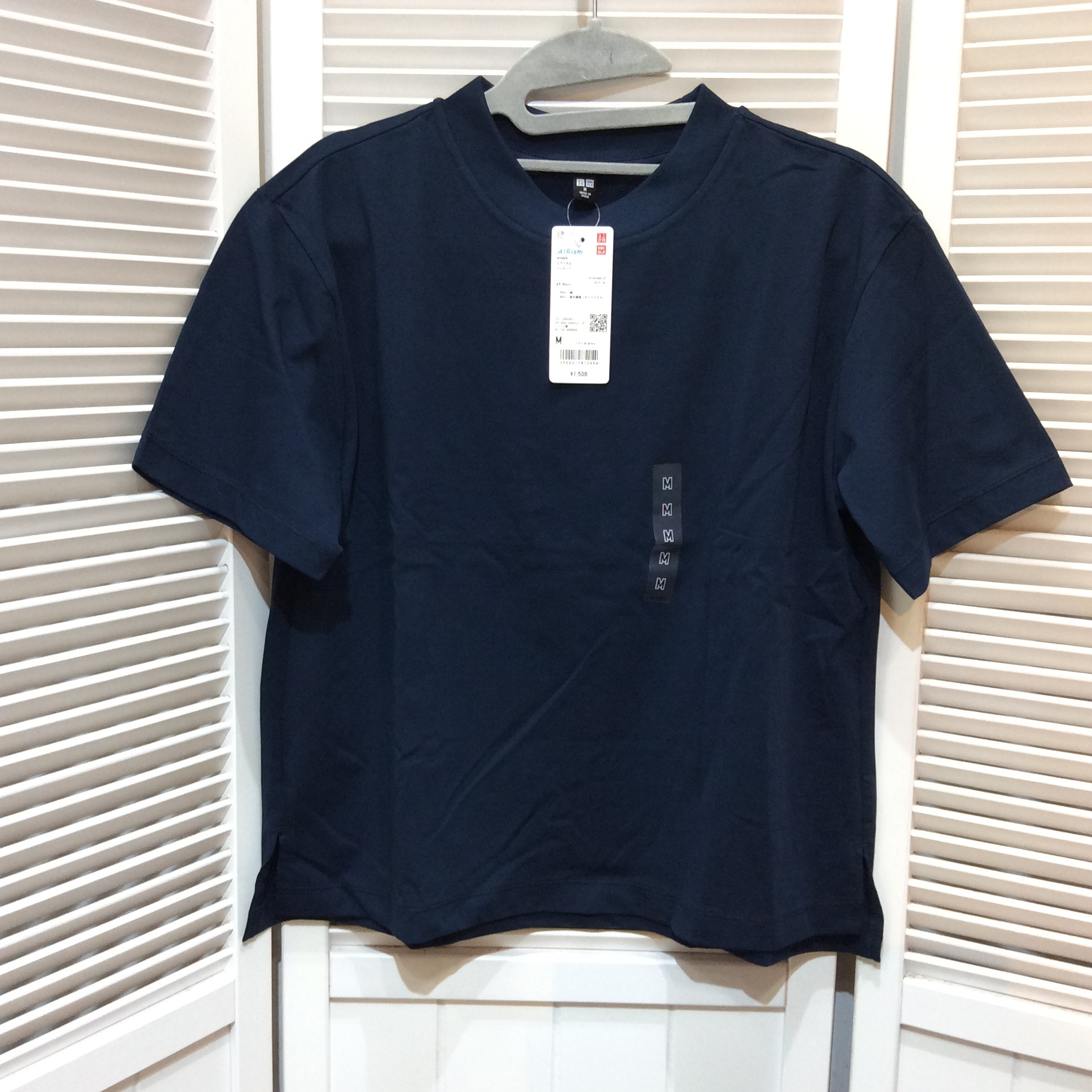 未使用 ユニクロ エアリズムTシャツ  Mサイズ  ネイビー