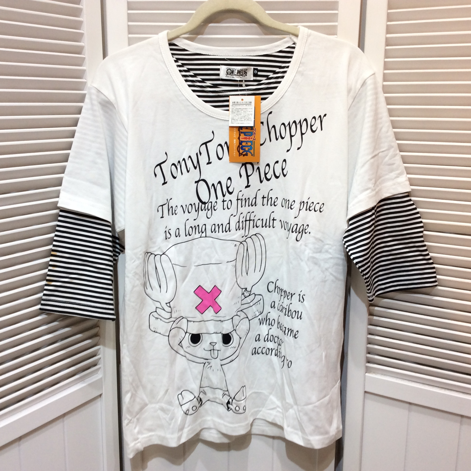 未使用☆ONE PIECE ワンピース トニートニーチョッパー メンズ Tシャツ L ホワイト