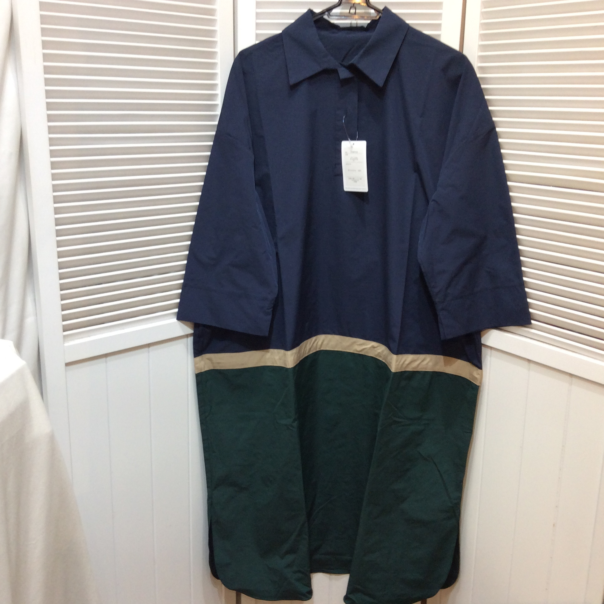未使用 Provador ロングワンピース M〜L  ネイビー／グリーン