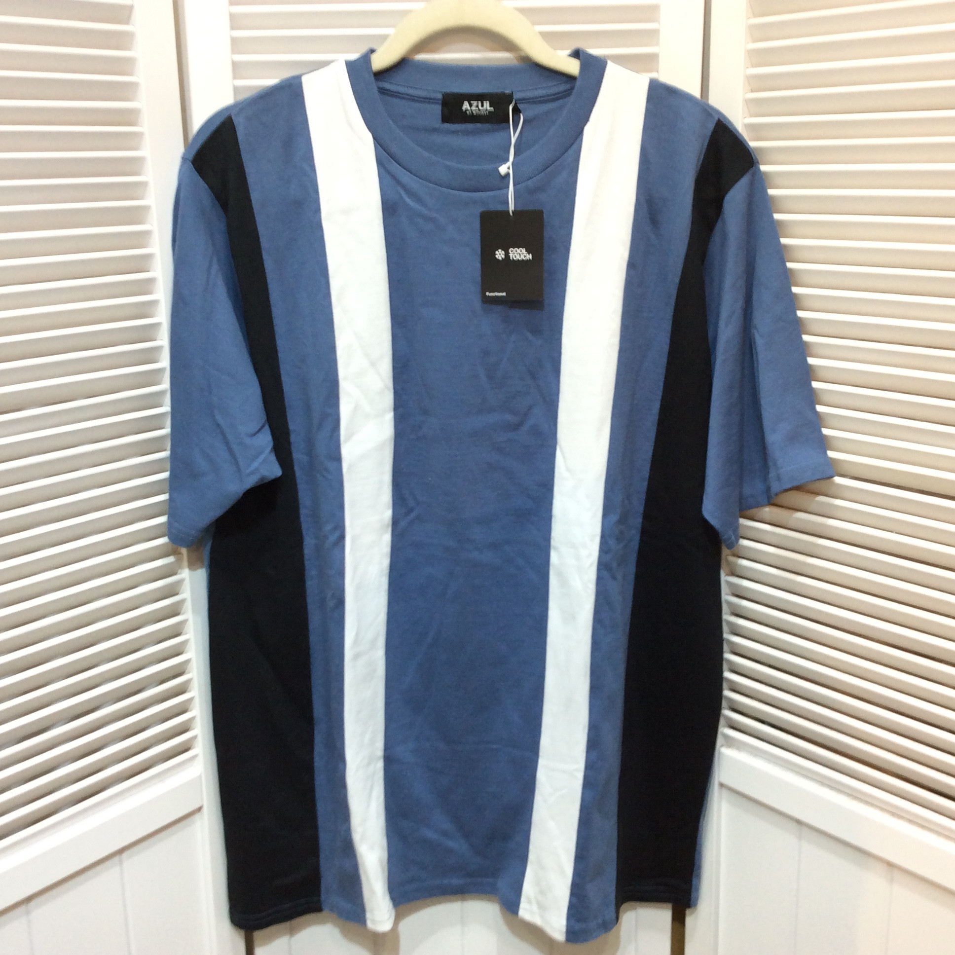 未使用☆AZUL BY MOUSSY アズール バイ マウジー メンズ 接触冷感 半袖シャツ L ブルー COOL TOUCH