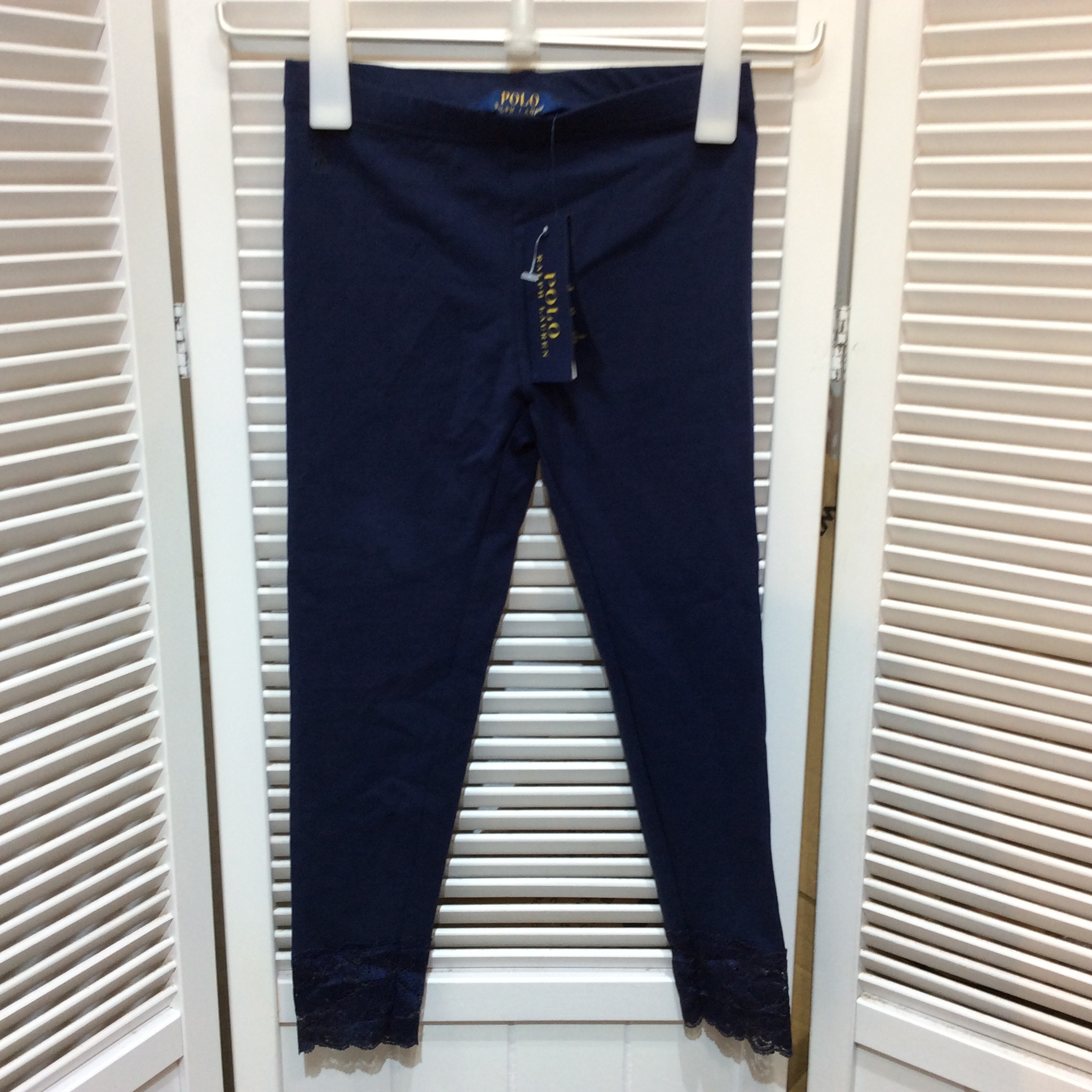 未使用☆POLO RALPH LOUREN ポロラルフローレン 子供レギンス S 7才 130cm ネイビー キッズ 女の子