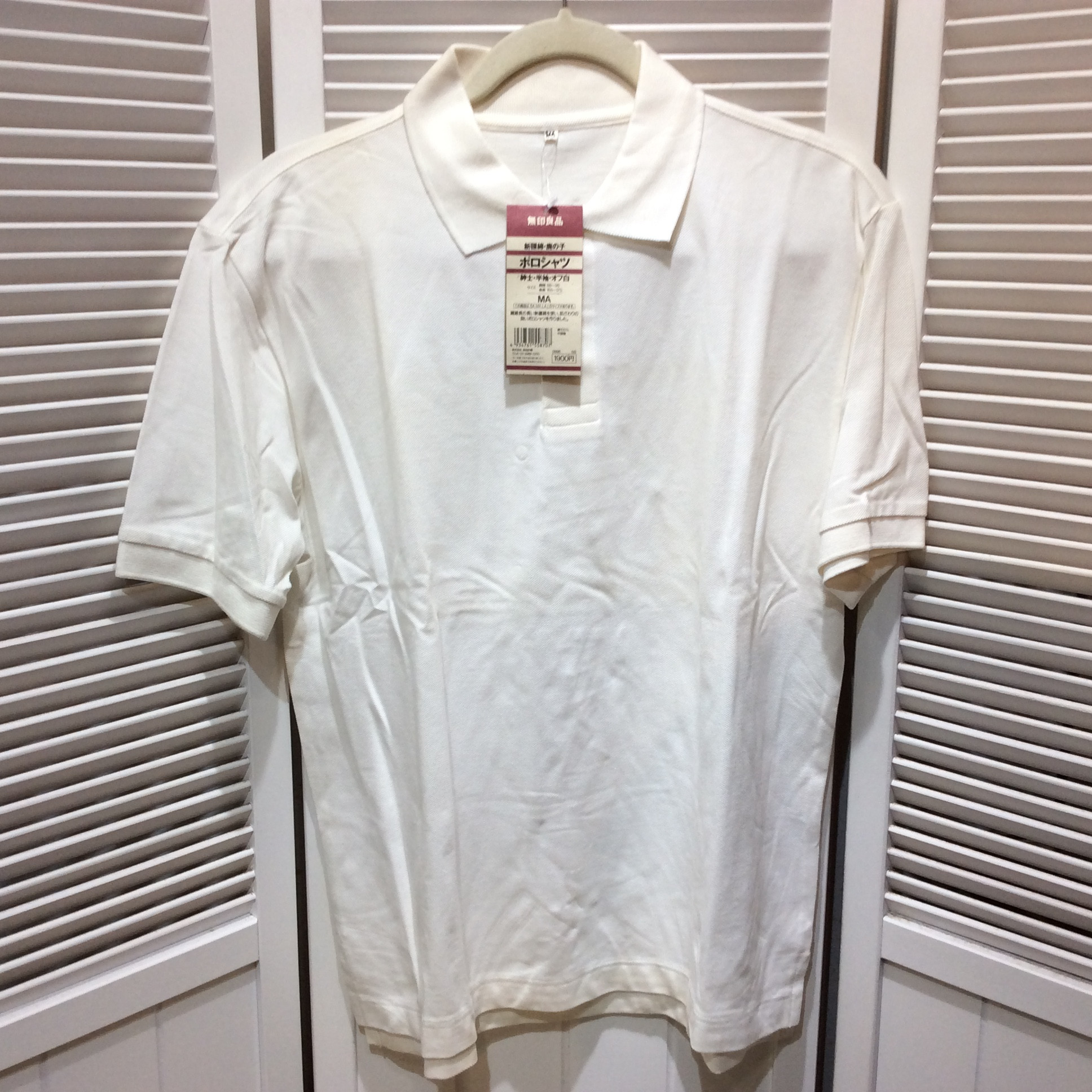 未使用☆無印良品 MUJI メンズ ポロシャツ M オフ白