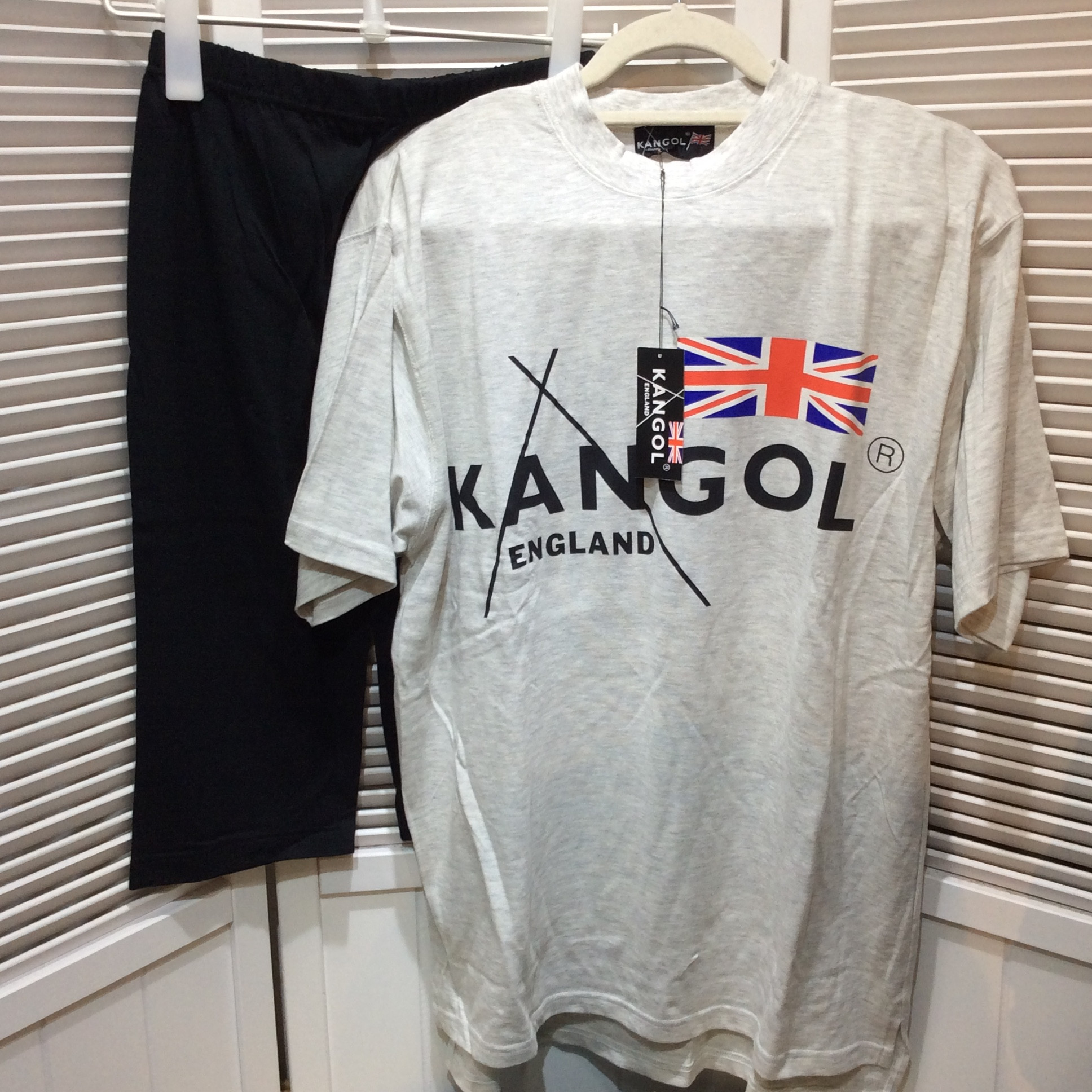 未使用☆KANGOL カンゴール メンズ セットアップ ルームウェア M~L オートミール×ブラック