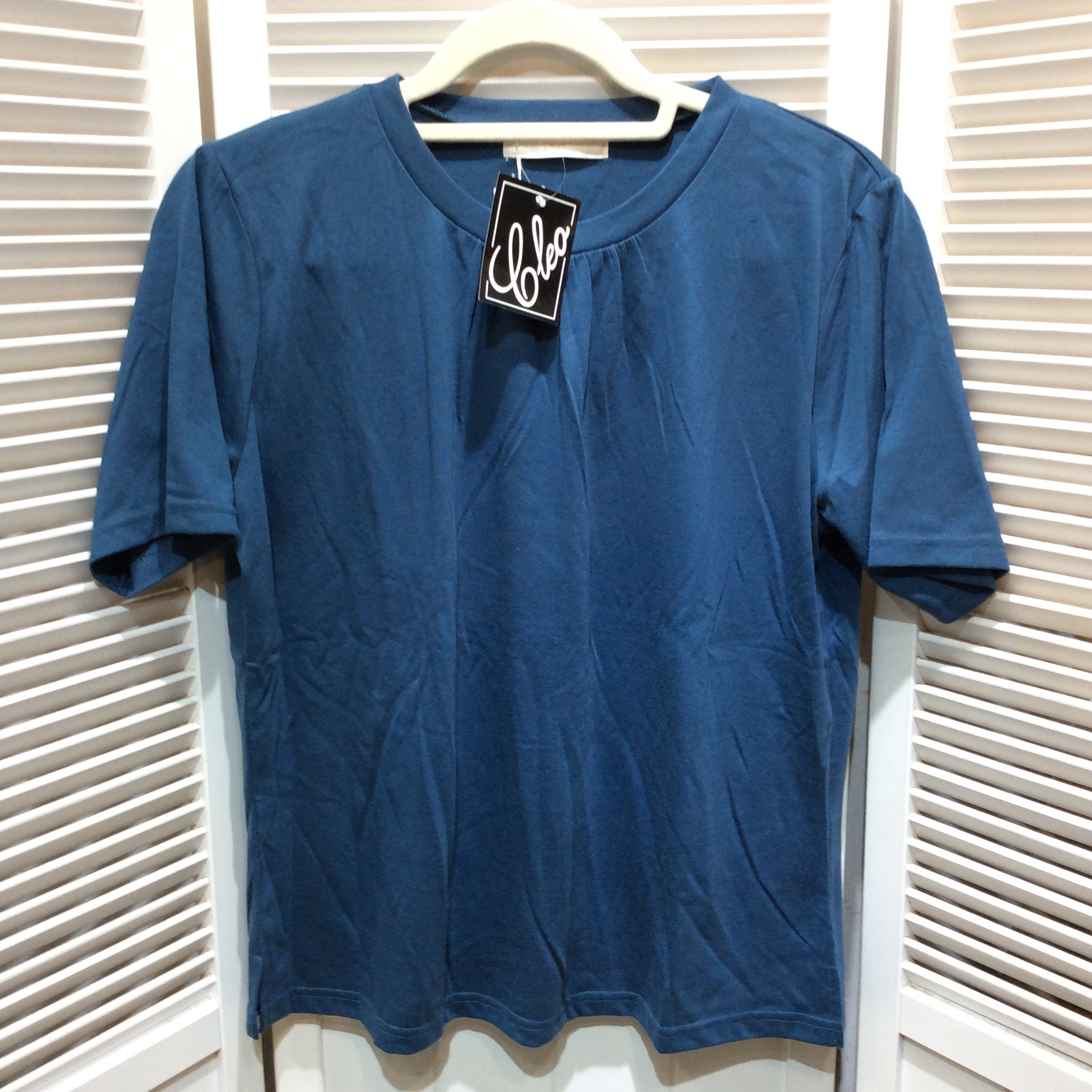 未使用☆CLEO 半袖カットソーTシャツ LL ブルー
