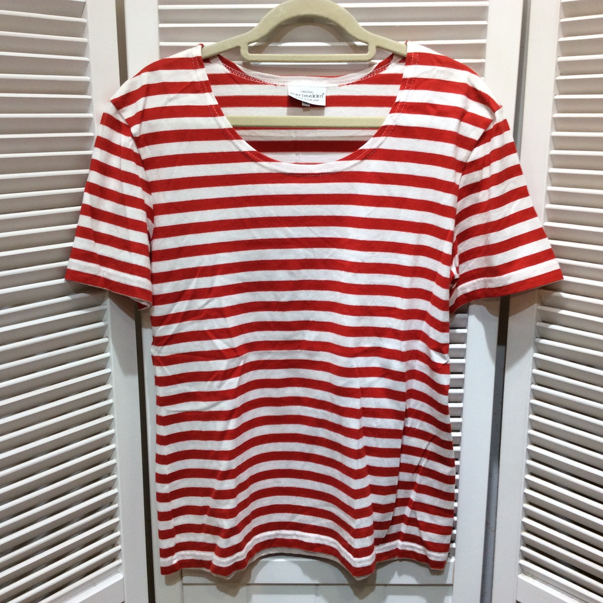 marimekko マリメッコ Tシャツ S レッド×ホワイト ボーダー柄