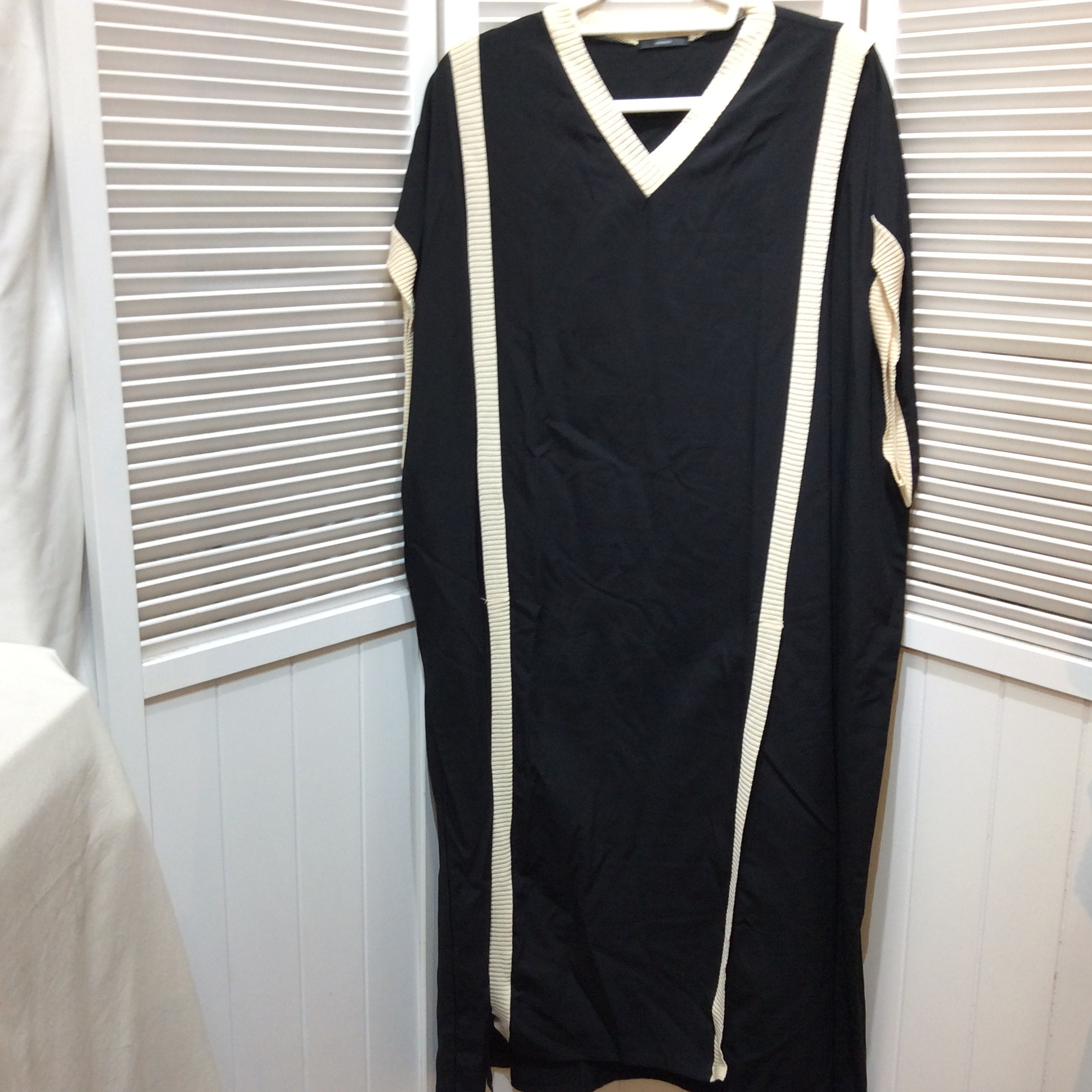 osmosis ノースリーブ ロングワンピース フリーサイズ   ブラック／アイボリー  美品