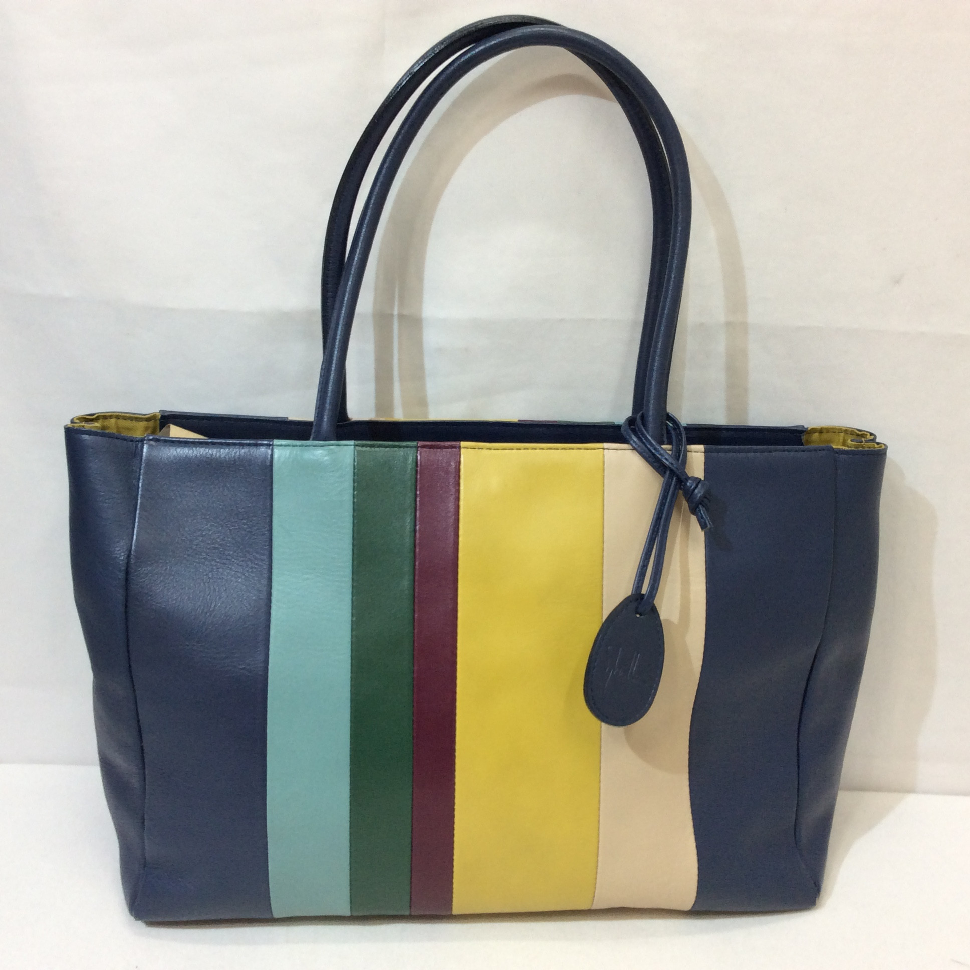 Sybilla シビラ レザー トートバッグ ネイビー×カラー