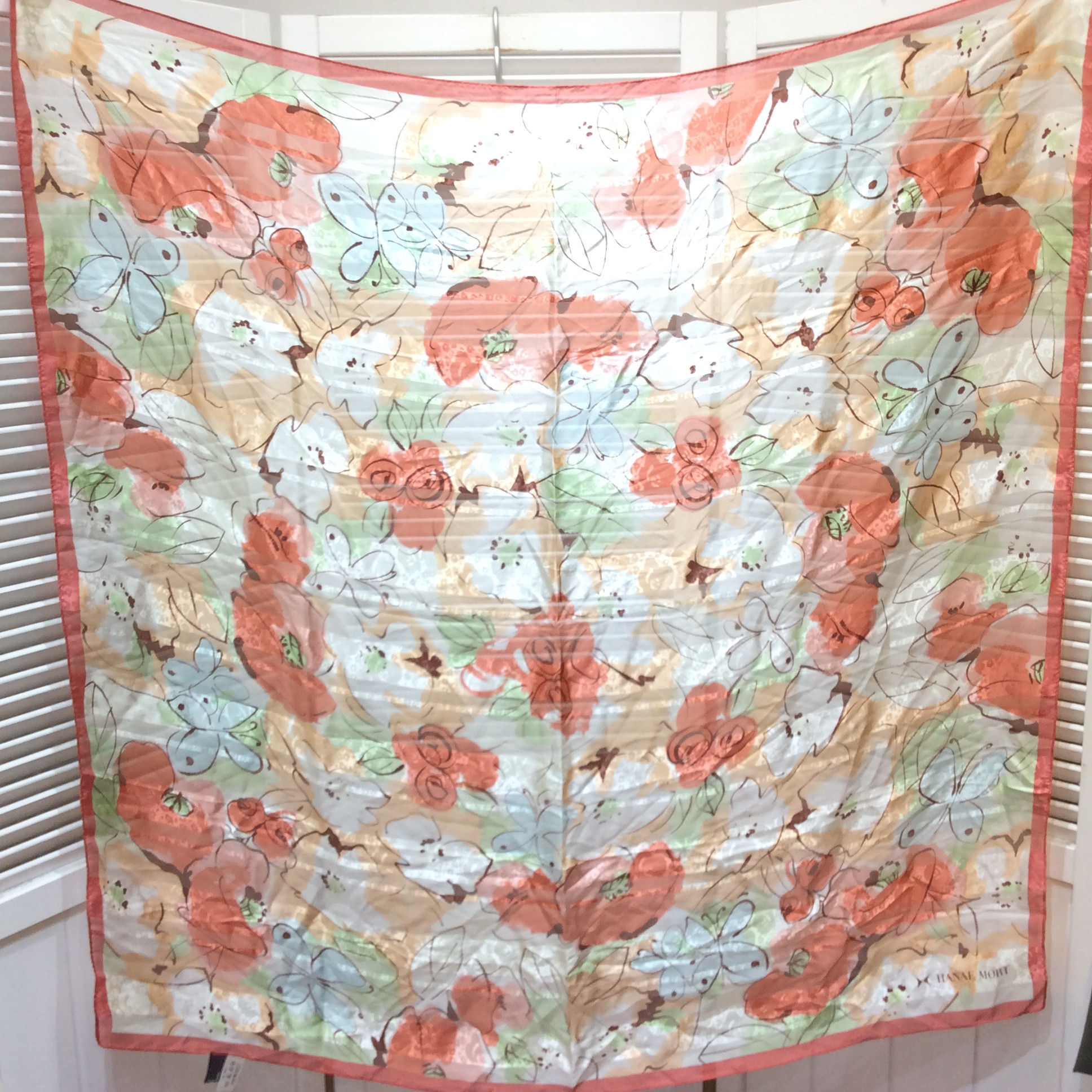 HANAE MORI ハナエモリ シルクスカーフ 花 蝶