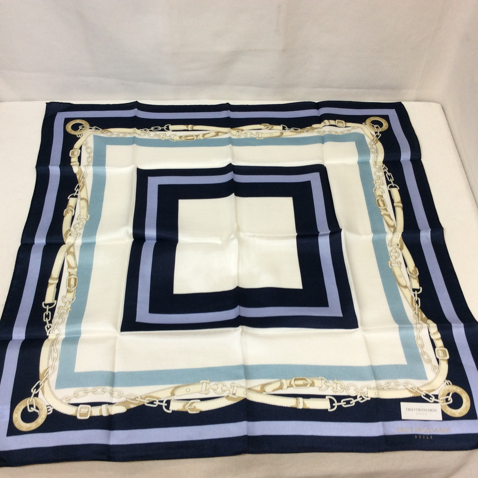 未使用☆TRU TRUSSARDI STILE トゥルー トラサルディ スティーレ シルク×綿 スカーフ