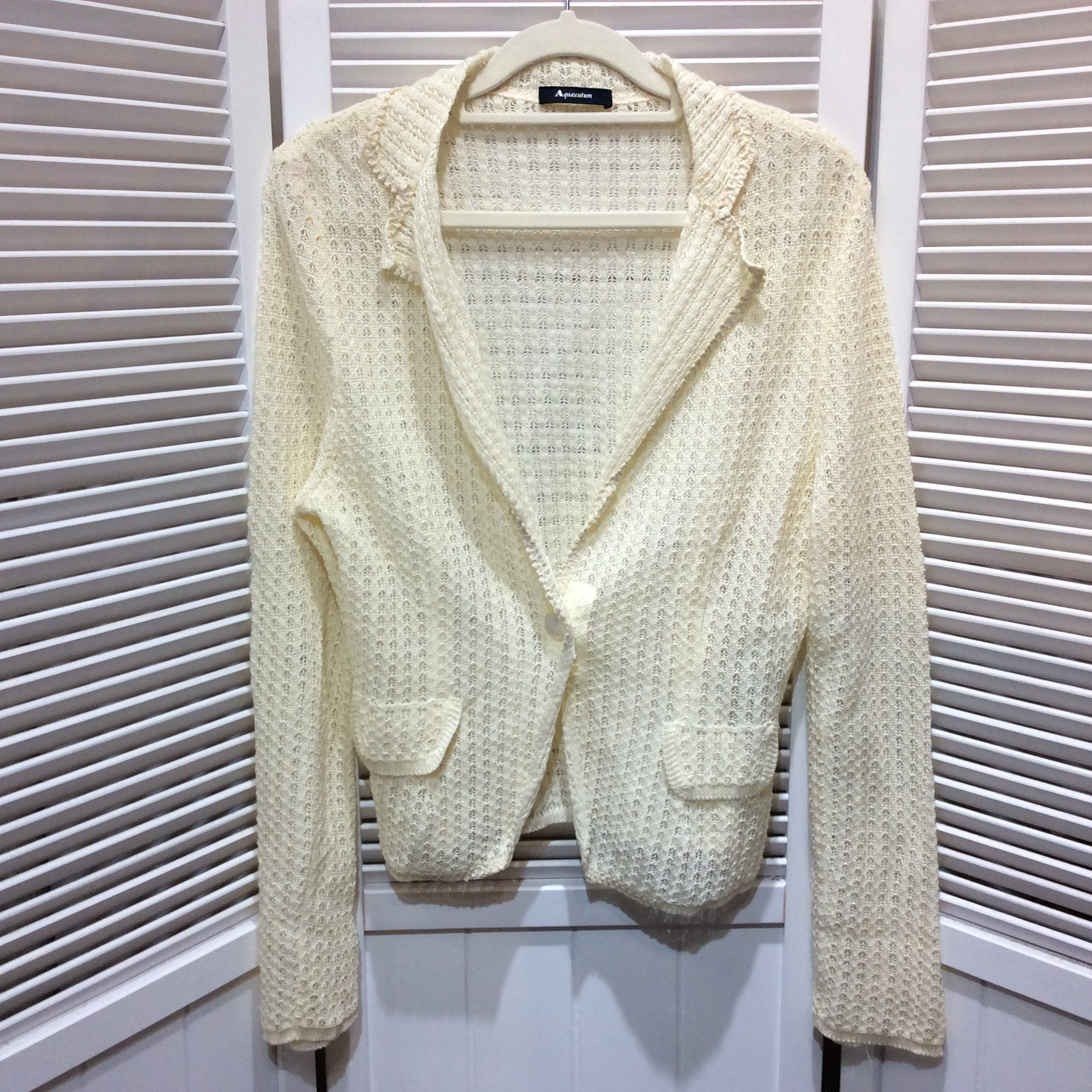 Aquascutum アクアスキュータム 麻ジャケット 11号 アイボリー系