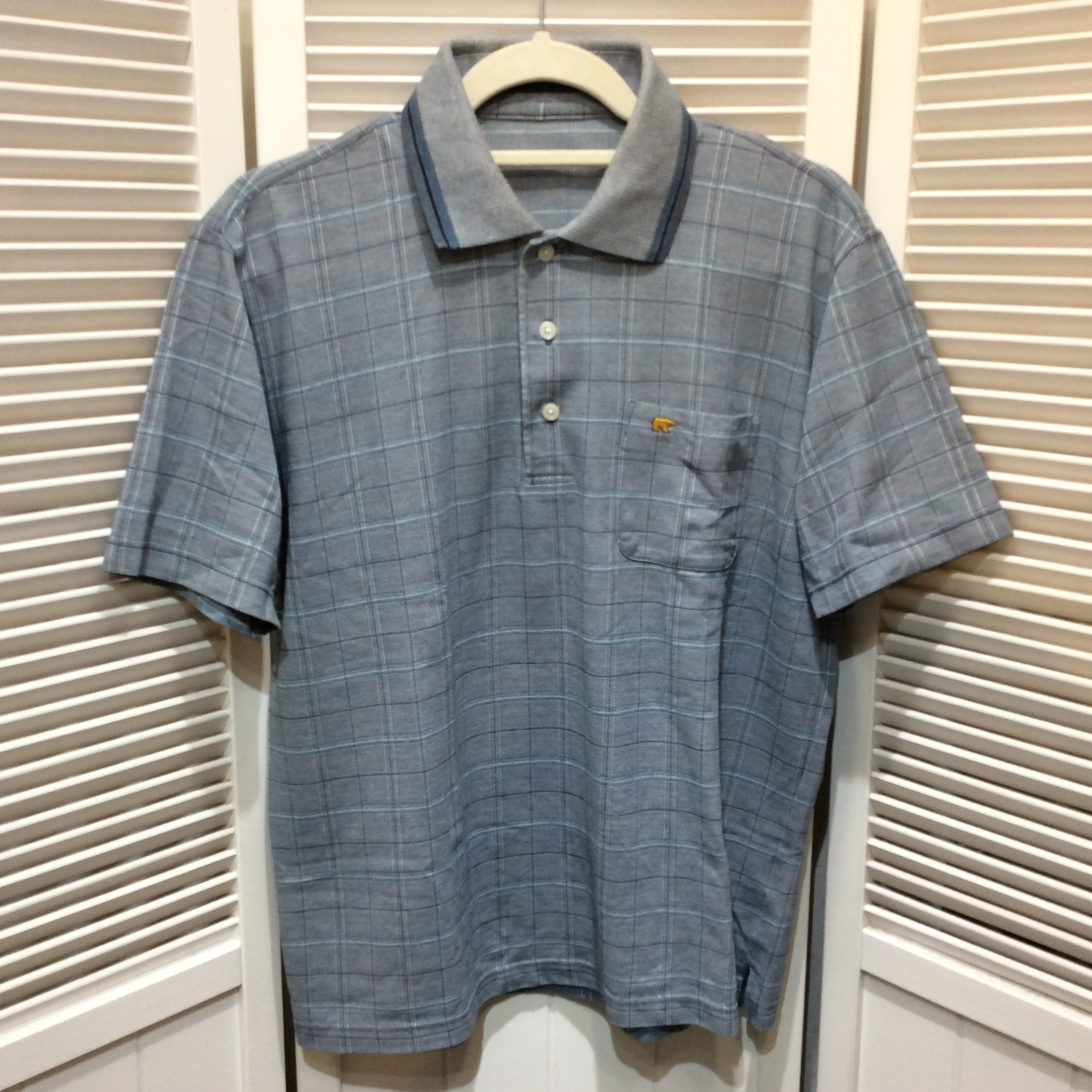 Golden Bear ゴールデンベア メンズ 半袖ポロシャツ M ブルー系チェック柄