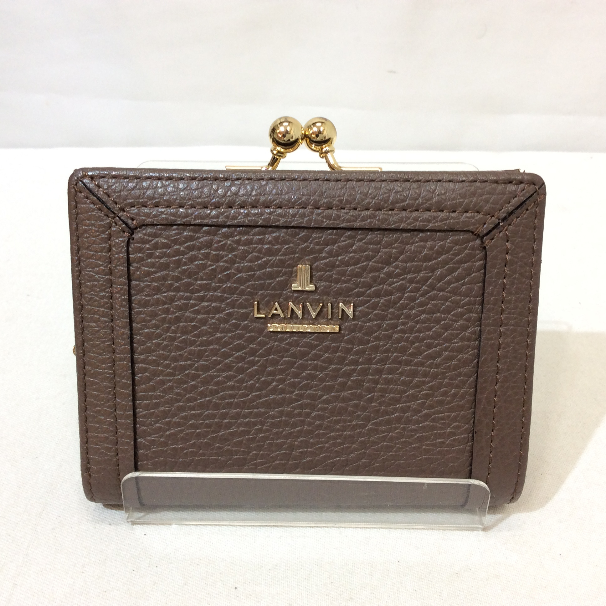 LANVIN COLLECTION ランバン コレクション ガマ口二つ折り財布 レジェパース モカ