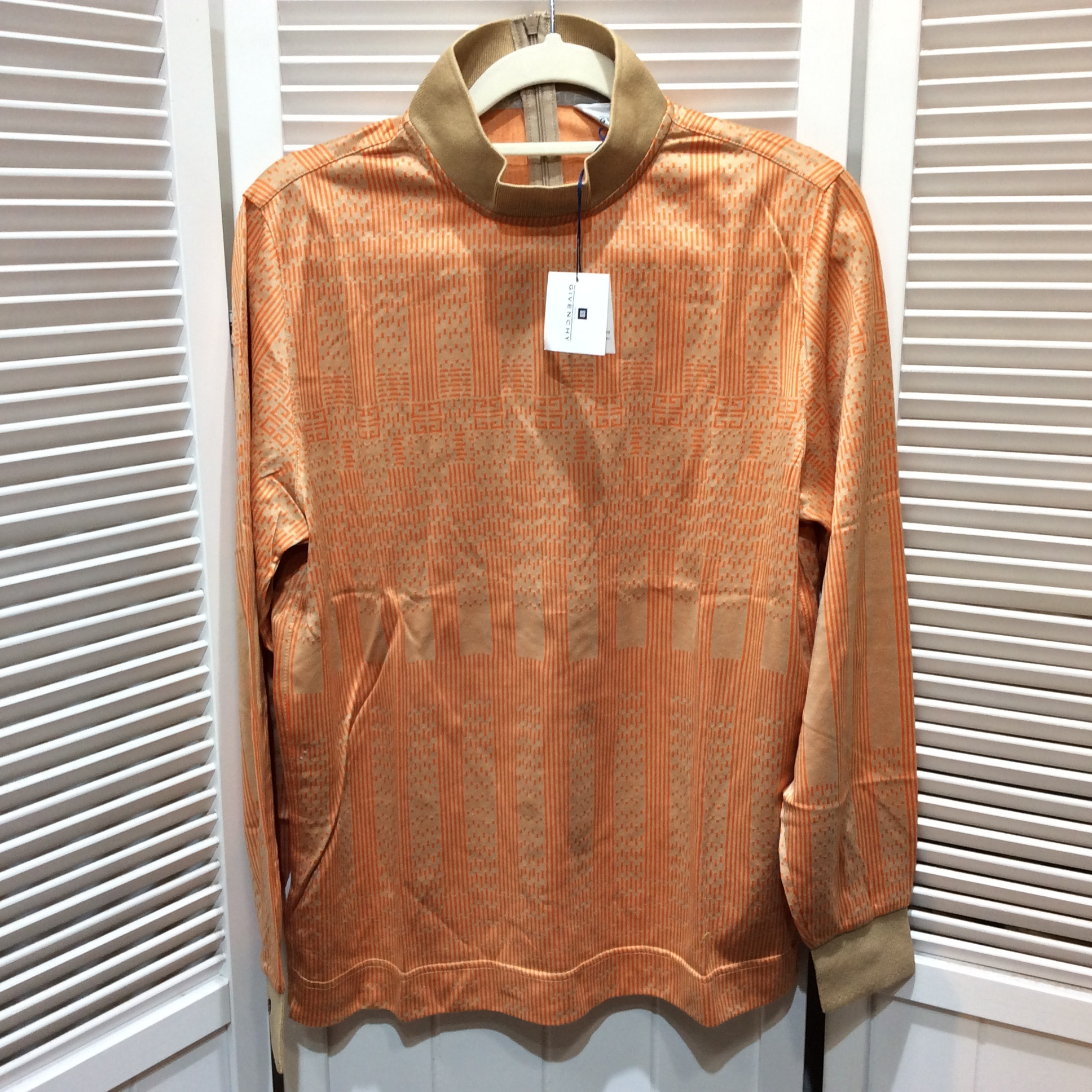未使用☆GIVENCHY GOLF ジバンシー ゴルフ 長袖タートルシャツ L ベージュ×オレンジ系