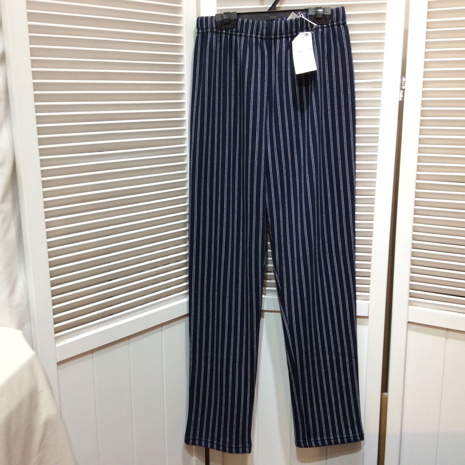 未使用 裏起毛レギンス  L ネイビー／ストライプ