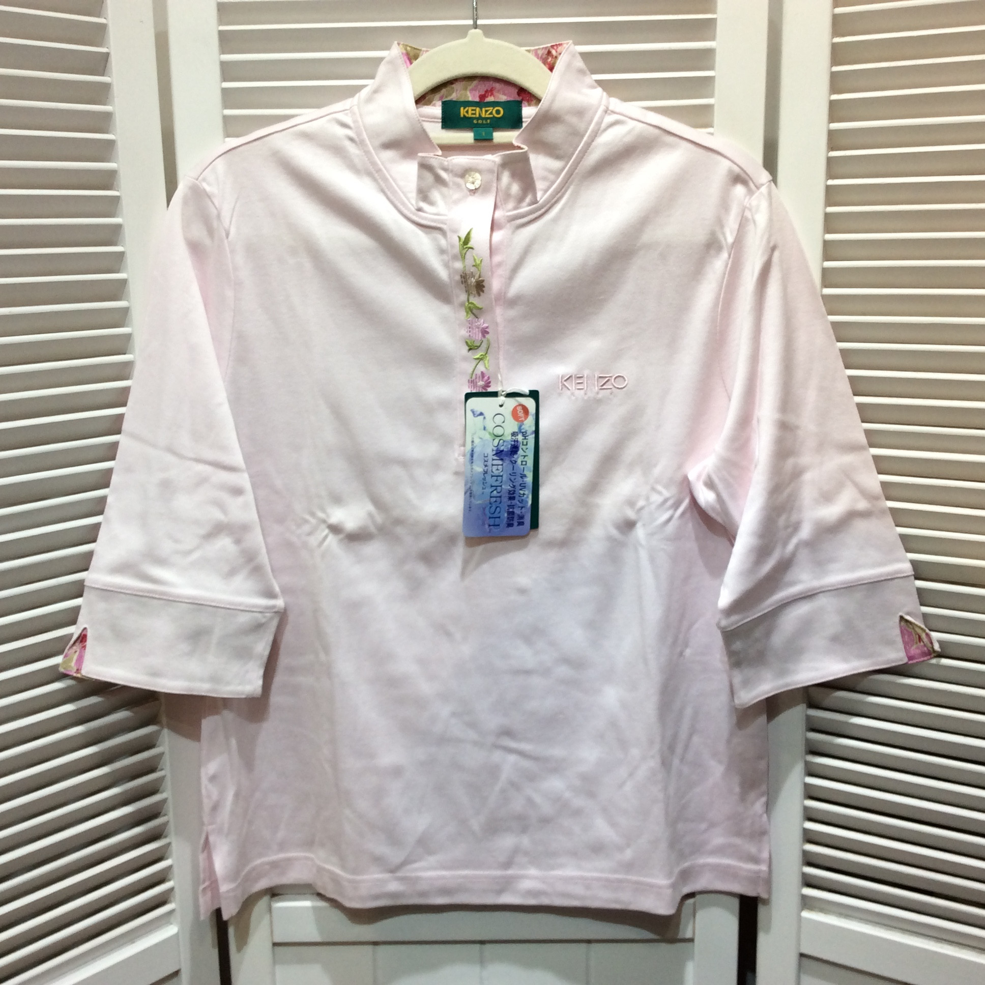 未使用☆KENZO GOLF ケンゾー ゴルフ 七分袖シャツ 1 ライトピンク系 コスメフレッシュ